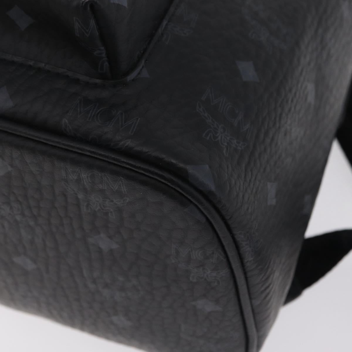 MCM Vicetos Backpack PVC Leather Black Auth mr3096A
