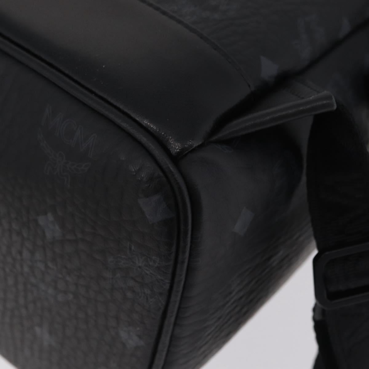 MCM Vicetos Backpack PVC Leather Black Auth mr3096A