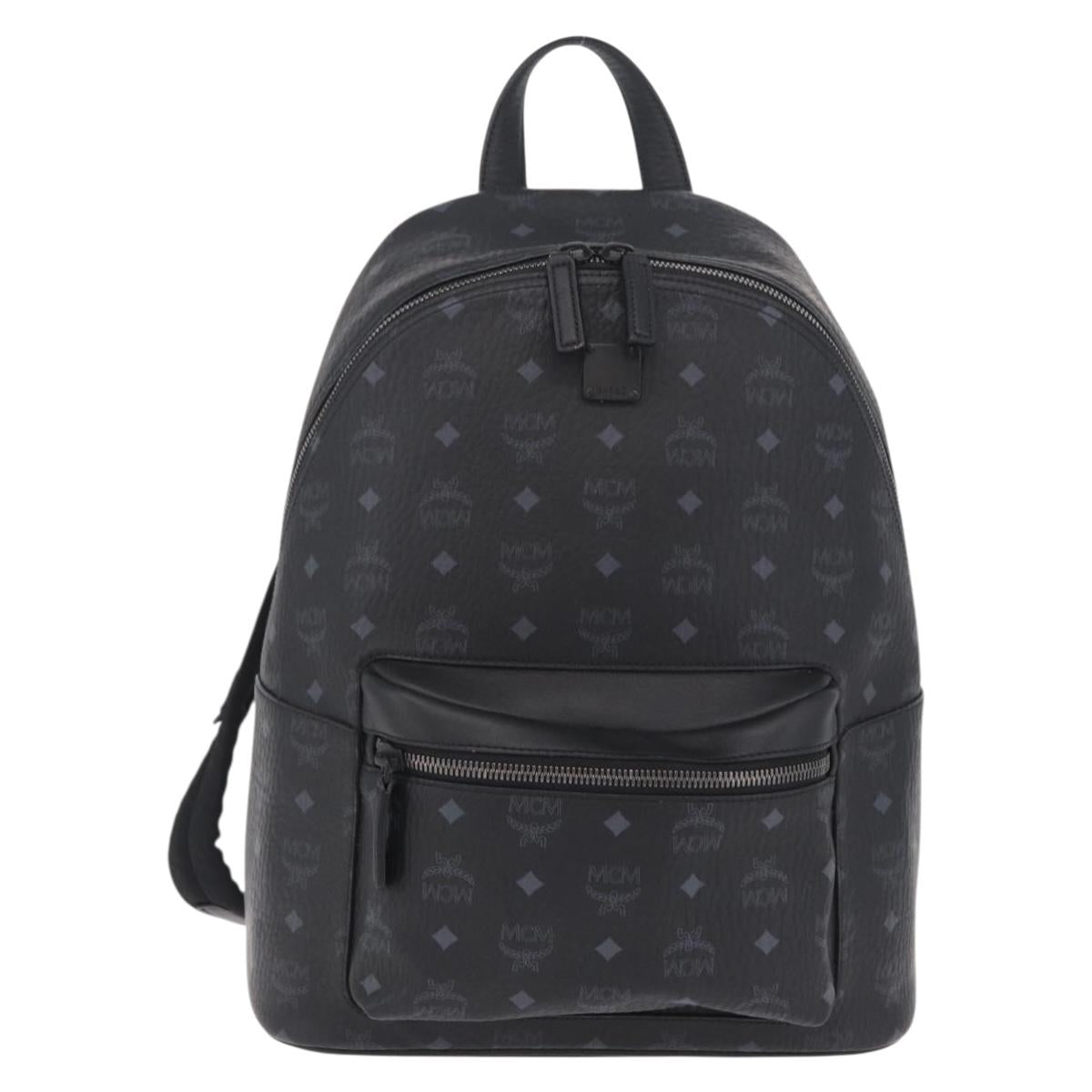 MCM Vicetos Backpack PVC Leather Black Auth mr3096A