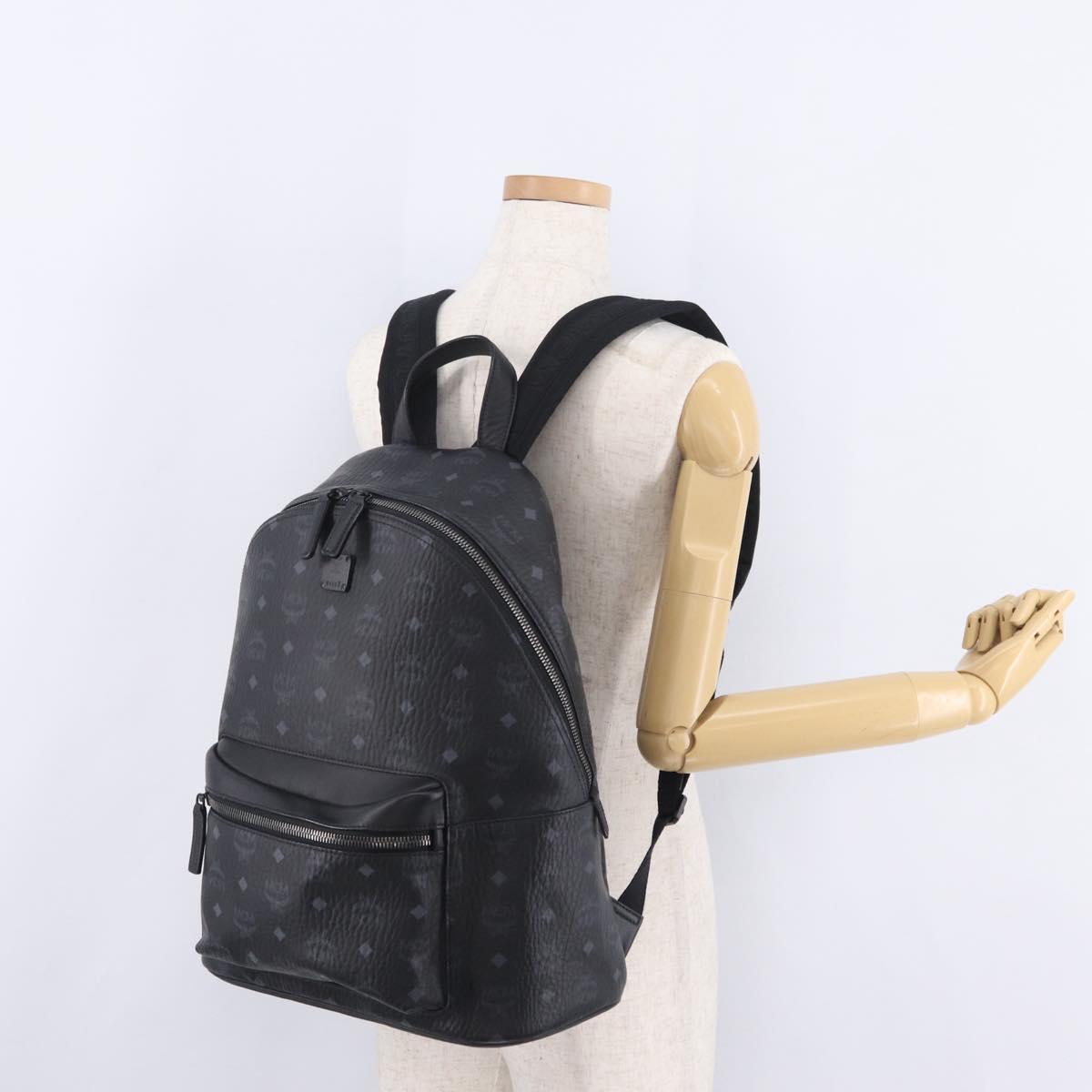 MCM Vicetos Backpack PVC Leather Black Auth mr3096A