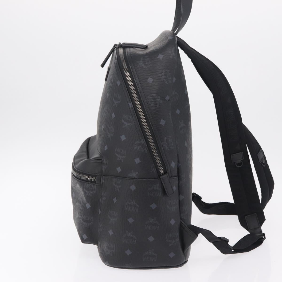 MCM Vicetos Backpack PVC Leather Black Auth mr3096A