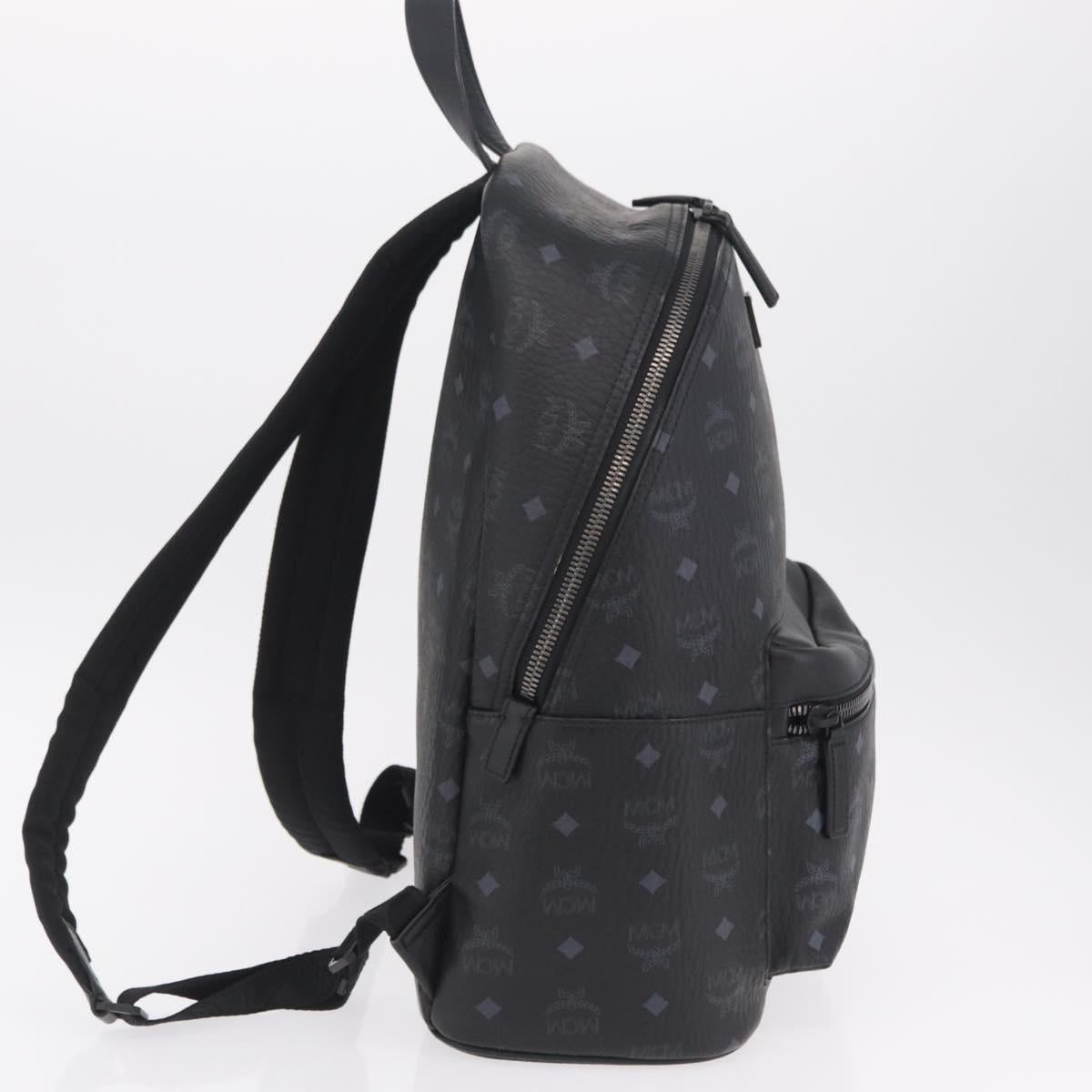 MCM Vicetos Backpack PVC Leather Black Auth mr3096A