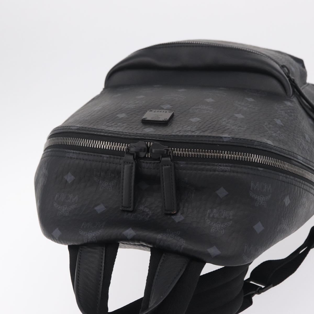 MCM Vicetos Backpack PVC Leather Black Auth mr3096A
