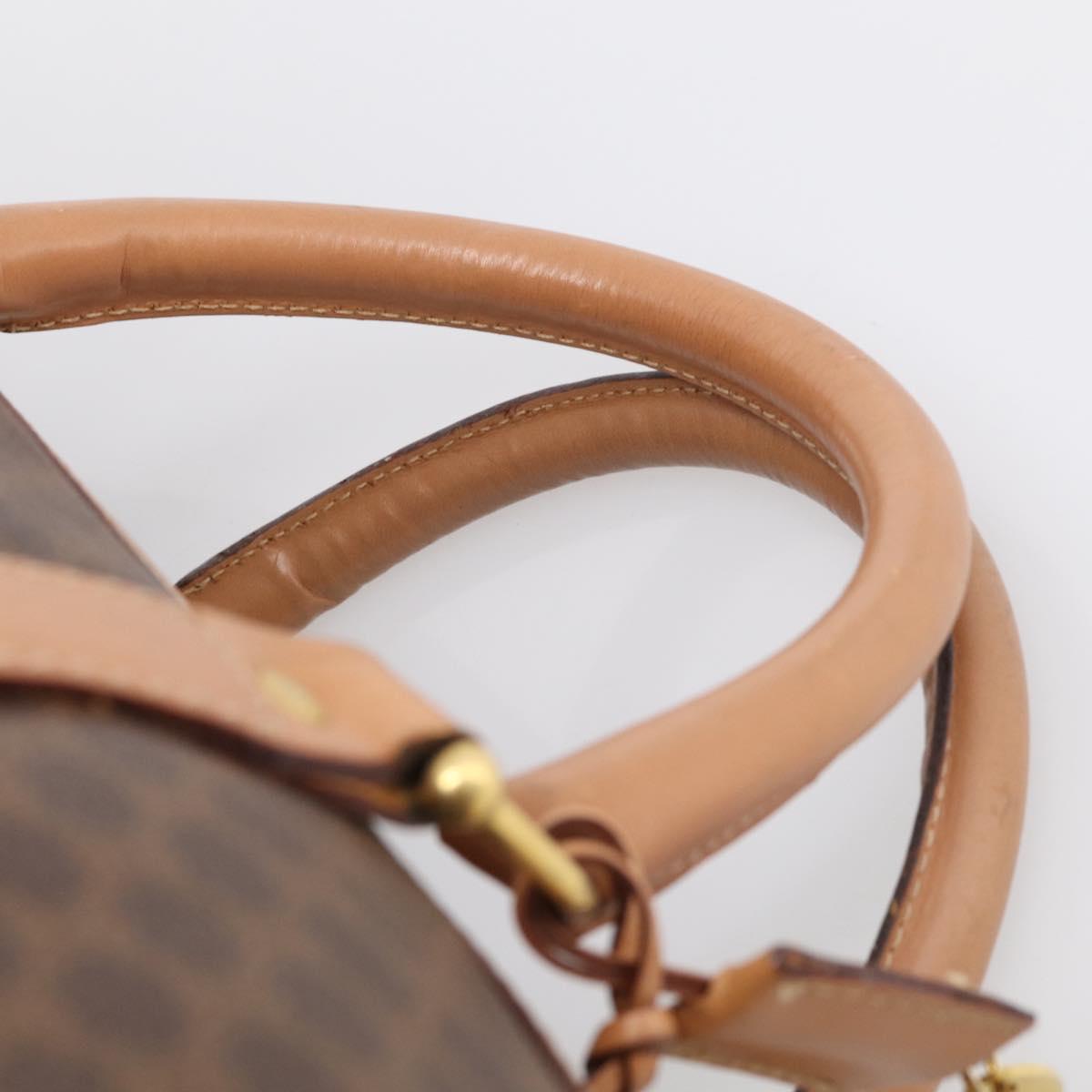 CELINE Macadam Canvas Boston Bag PVC Brown Gold Tone Auth mr3100A