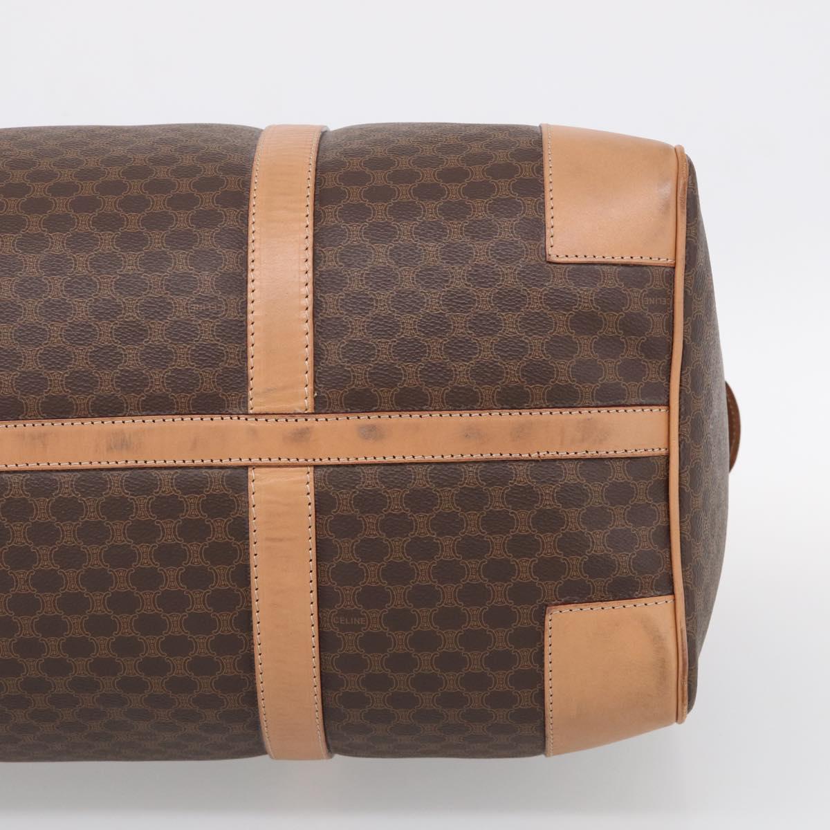 CELINE Macadam Canvas Boston Bag PVC Brown Gold Tone Auth mr3100A