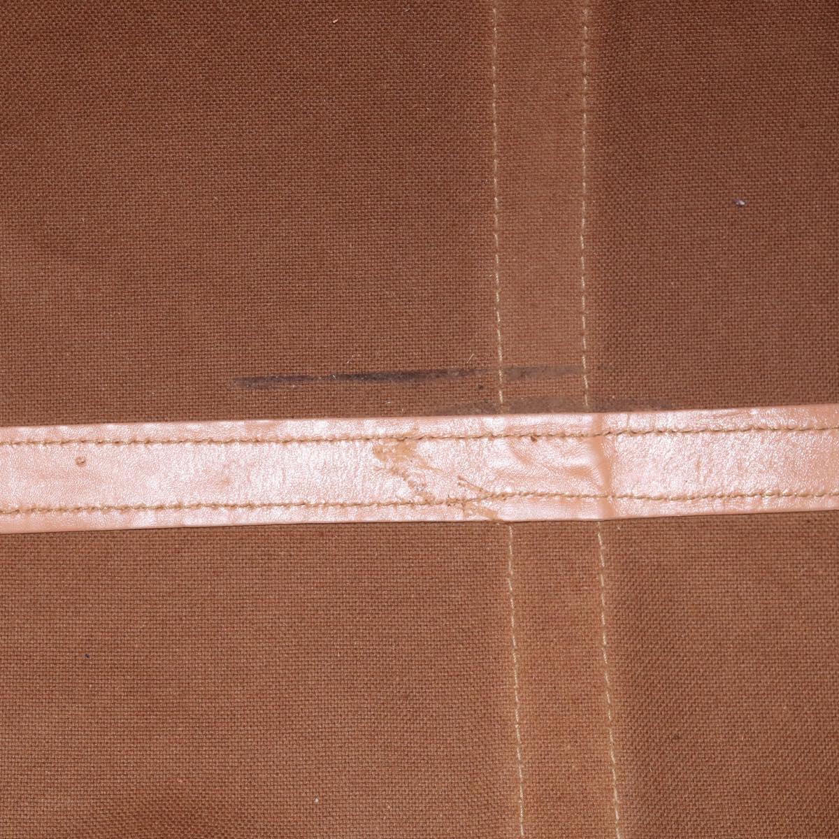 CELINE Macadam Canvas Boston Bag PVC Brown Gold Tone Auth mr3100A