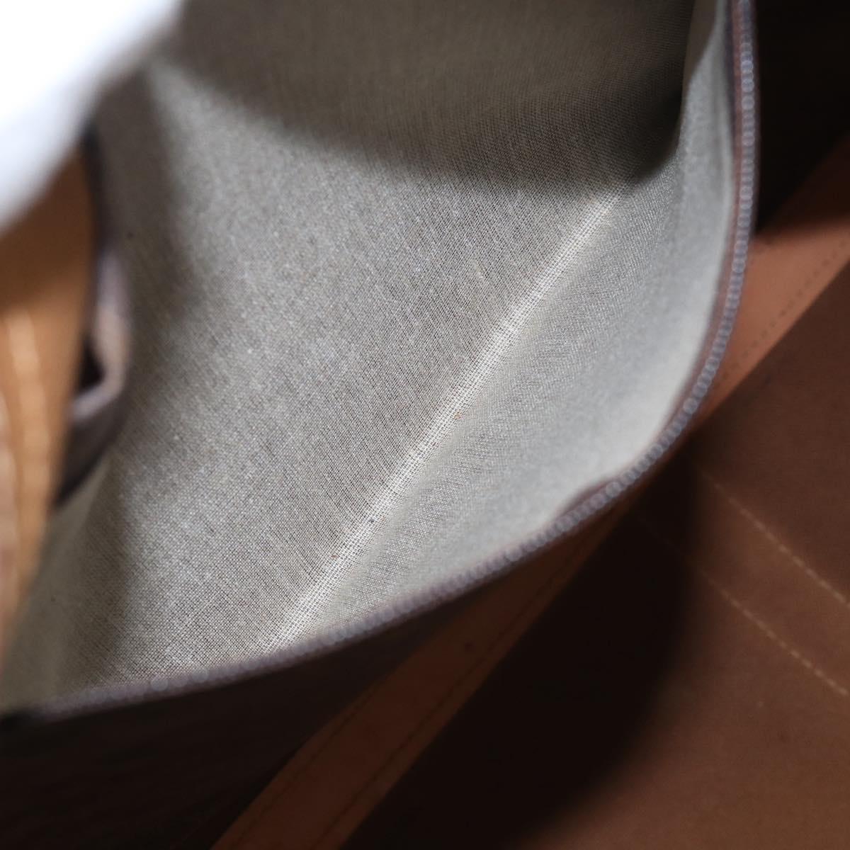 CELINE Macadam Canvas Boston Bag PVC Brown Gold Tone Auth mr3100A
