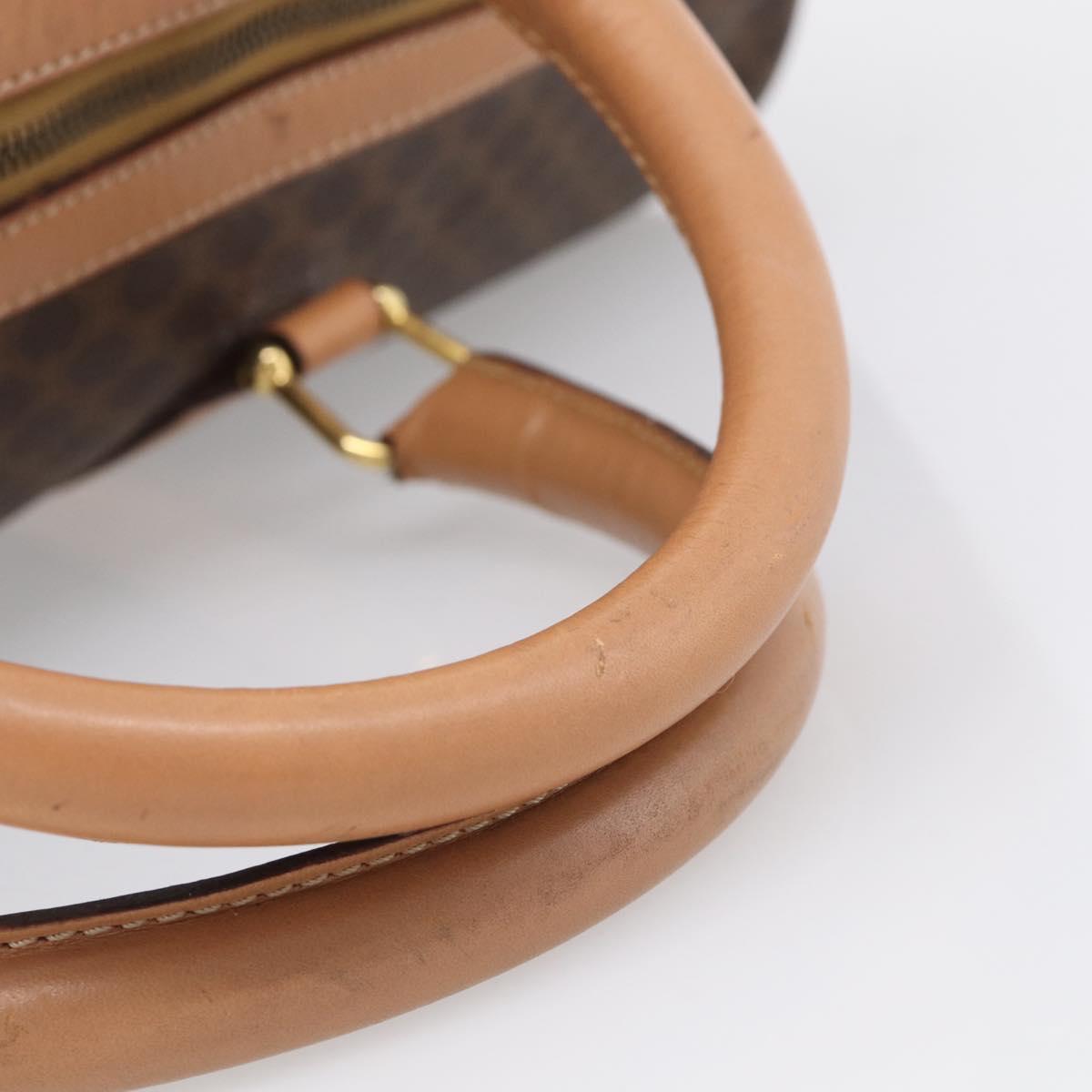 CELINE Macadam Canvas Boston Bag PVC Brown Gold Tone Auth mr3100A