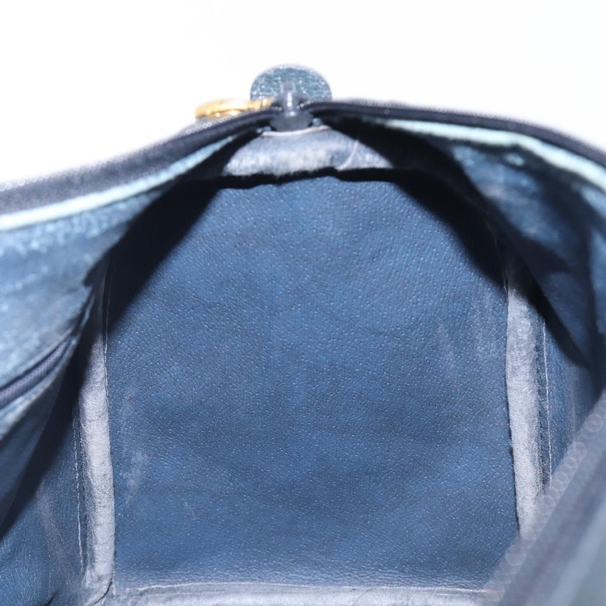 GUCCI Micro GG Sherry Line Hand Bag PVC Navy Gold Tone Auth mr3102
