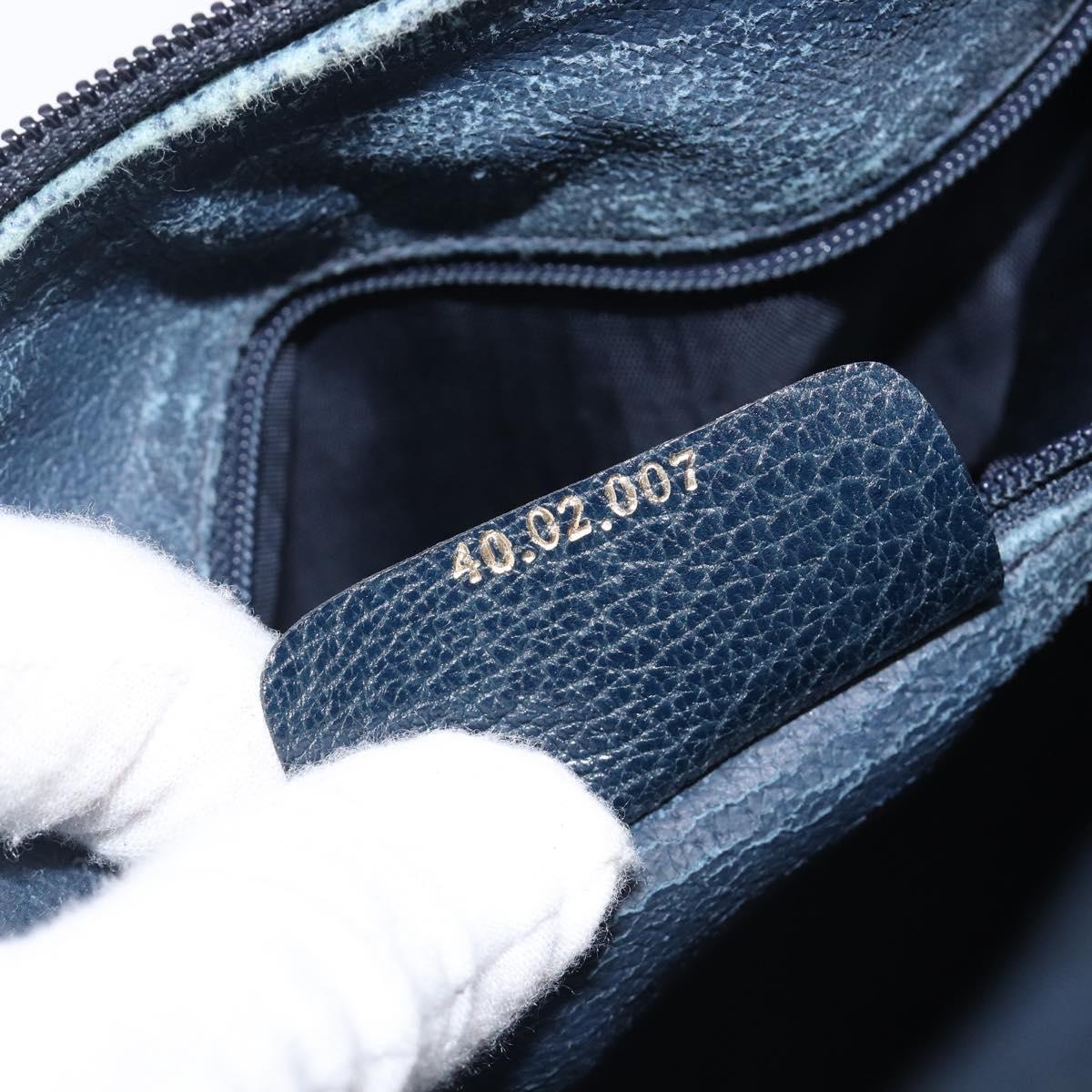 GUCCI Micro GG Sherry Line Hand Bag PVC Navy Gold Tone Auth mr3102