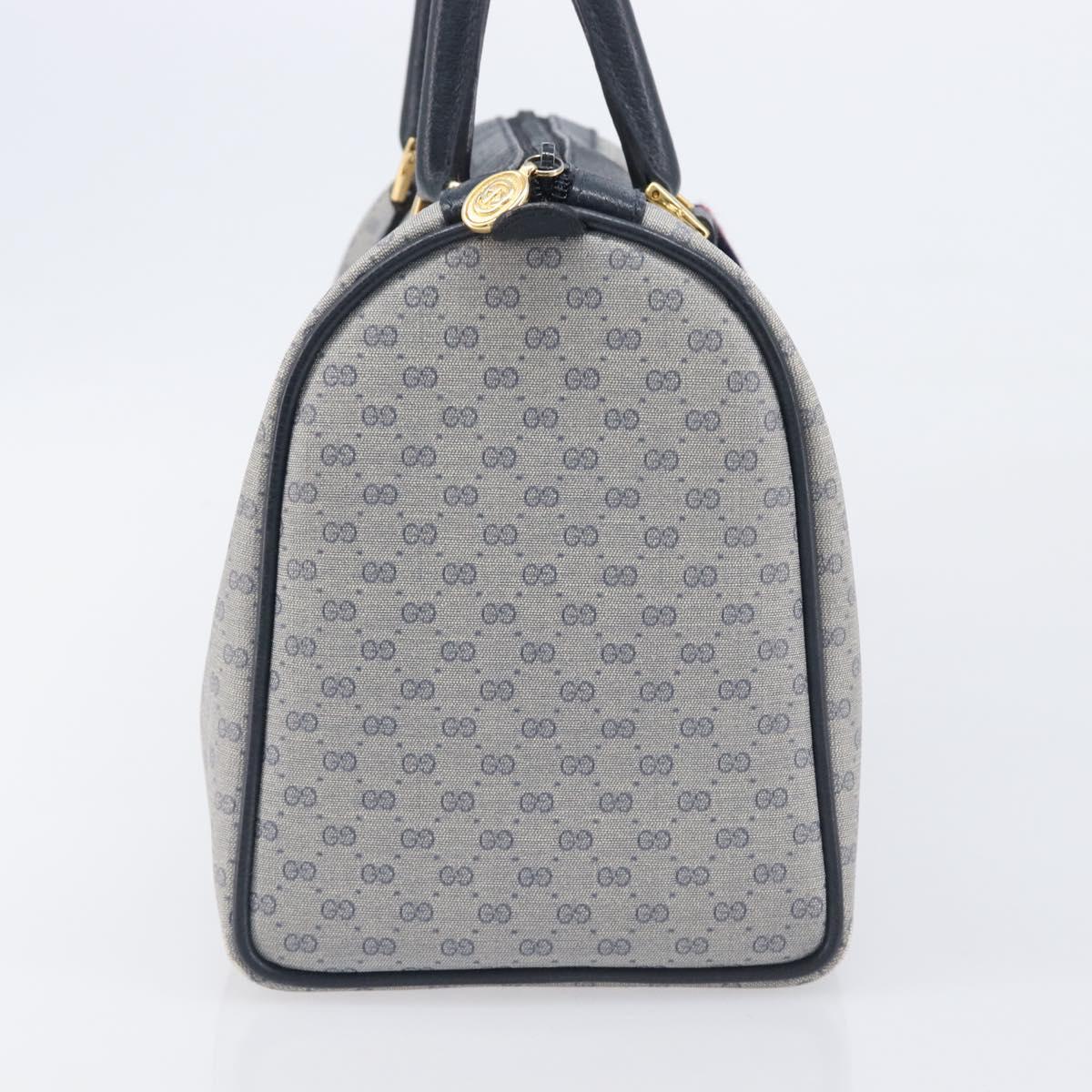 GUCCI Micro GG Sherry Line Hand Bag PVC Navy Gold Tone Auth mr3102