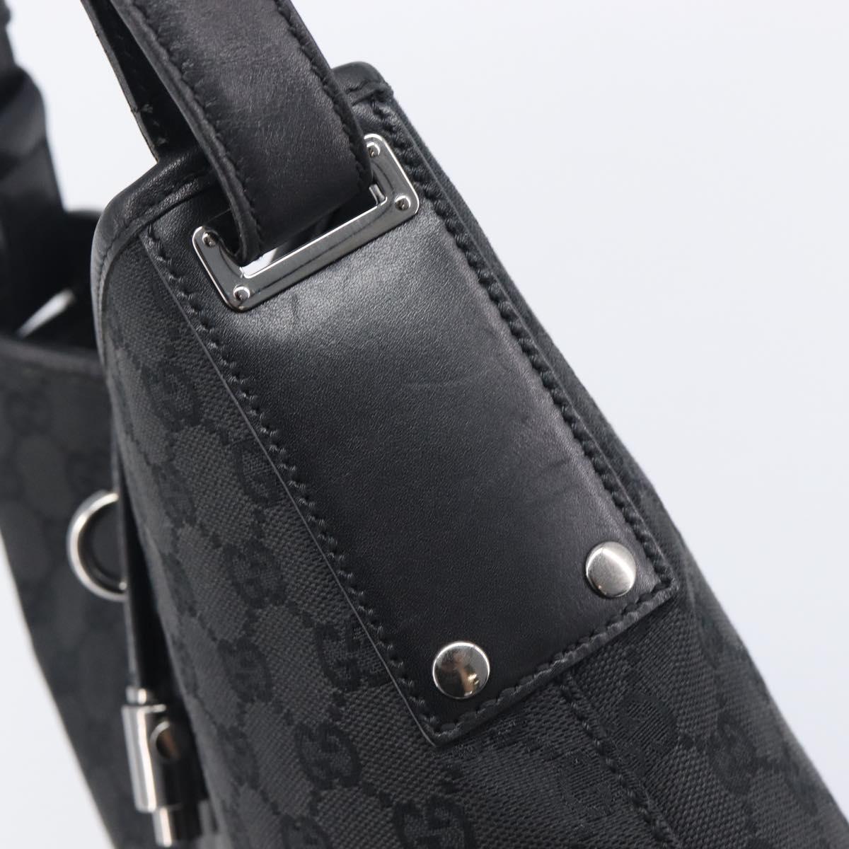 GUCCI GG Canvas Jackie Shoulder Bag Black Silver 110291 Auth mr3106A