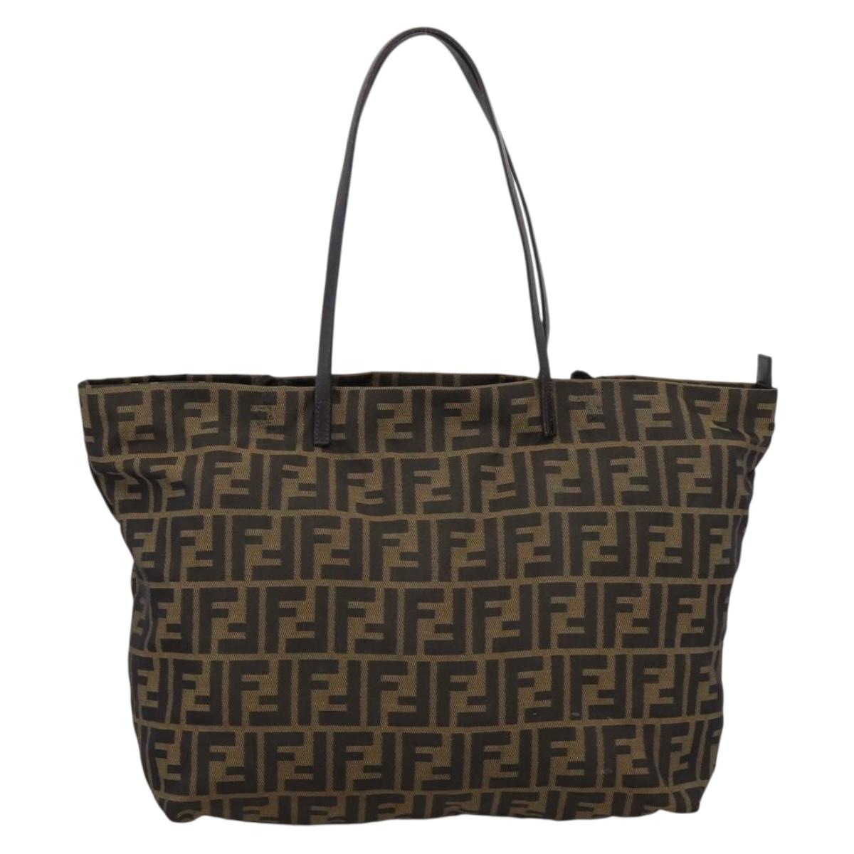 FENDI Zucca Canvas Tote Bag Brown 8BH025 Auth mr3111
