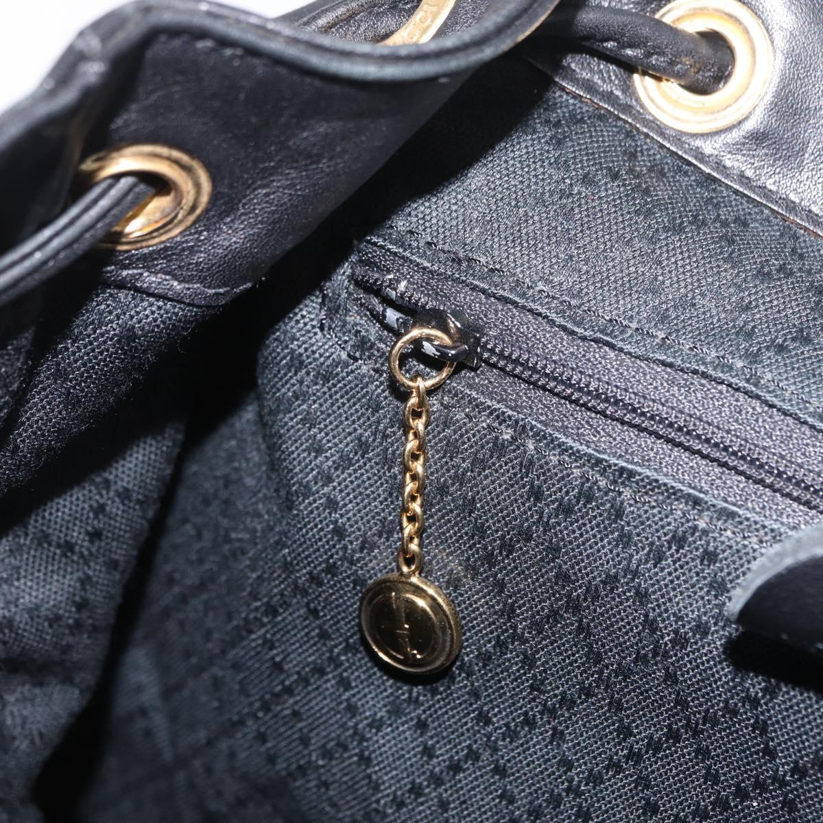 GUCCI Bamboo Backpack Leather Black Gold Tone 003 2058 0016 Auth mr3112