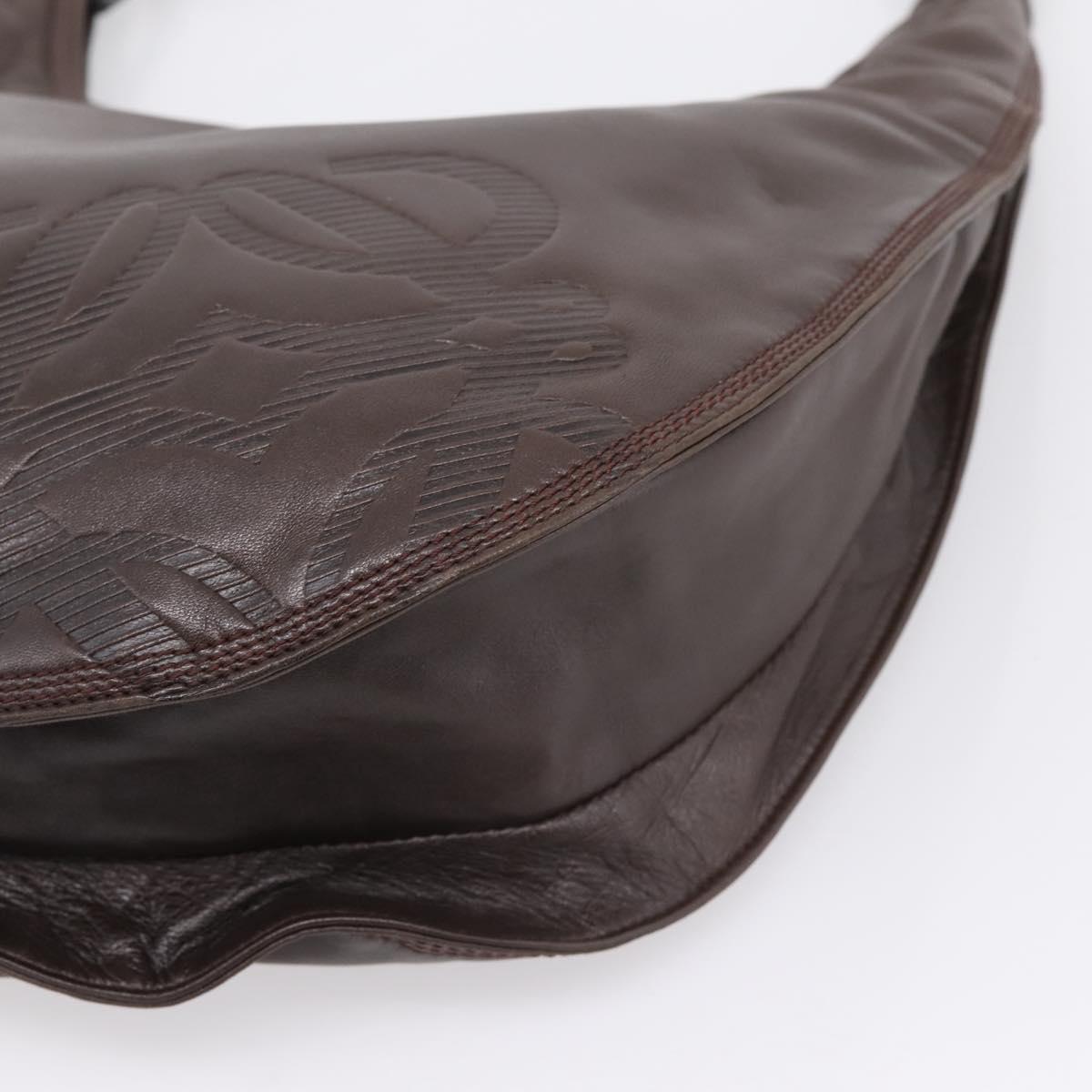 LOEWE Anagram Shoulder Bag Leather Brown Auth mr3113