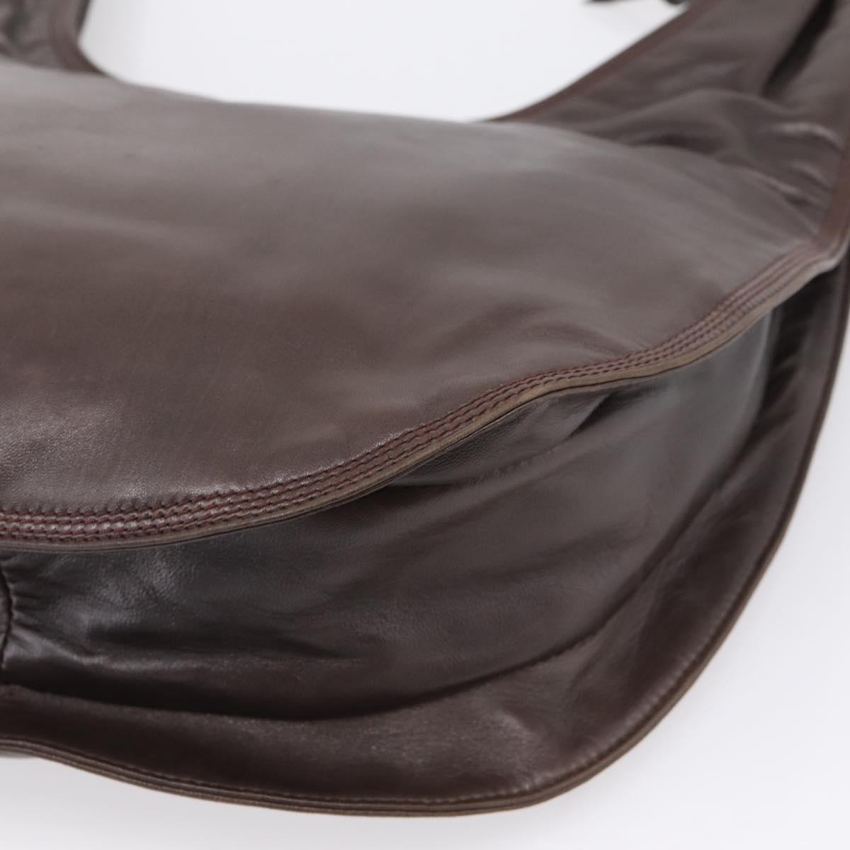 LOEWE Anagram Shoulder Bag Leather Brown Auth mr3113