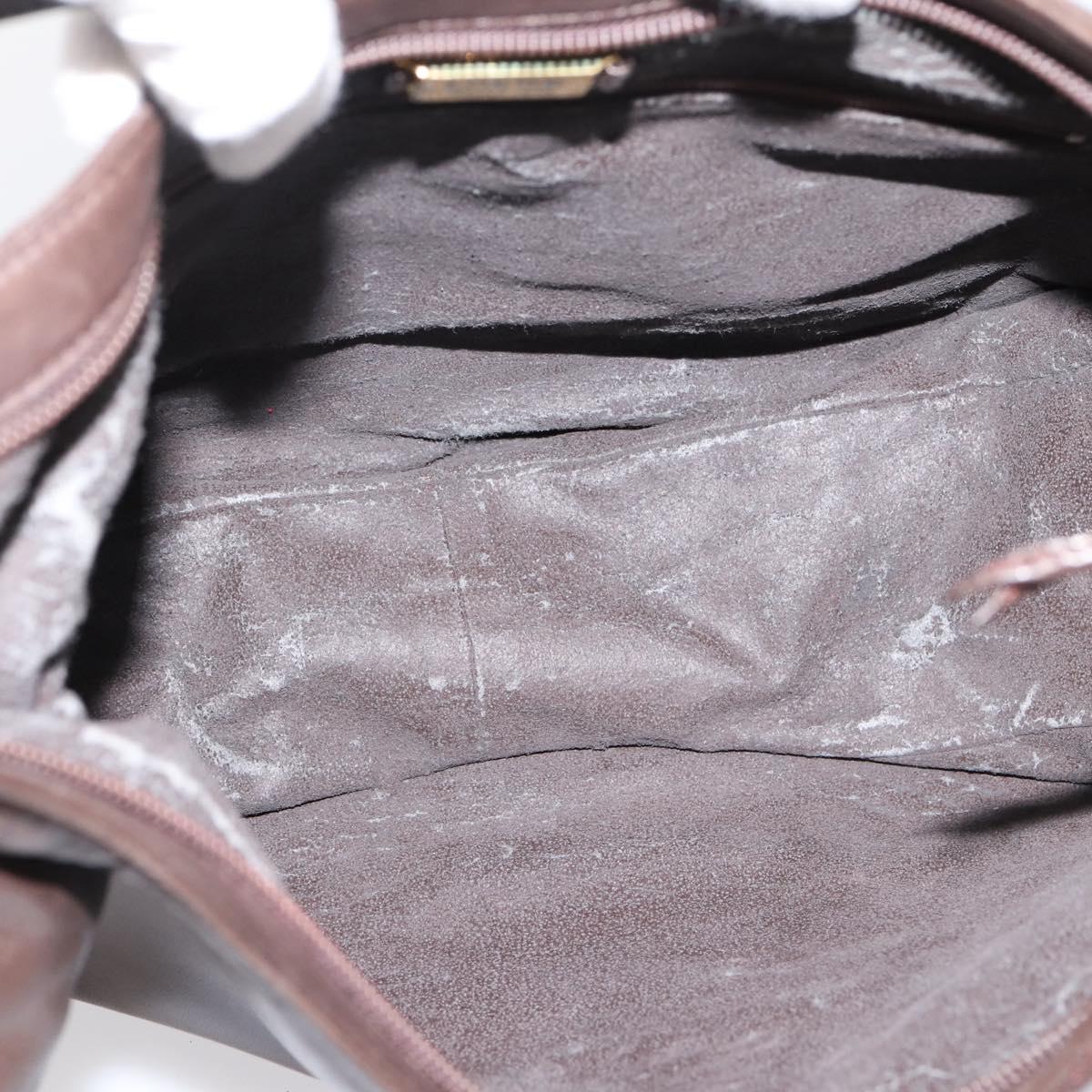 LOEWE Anagram Shoulder Bag Leather Brown Auth mr3113