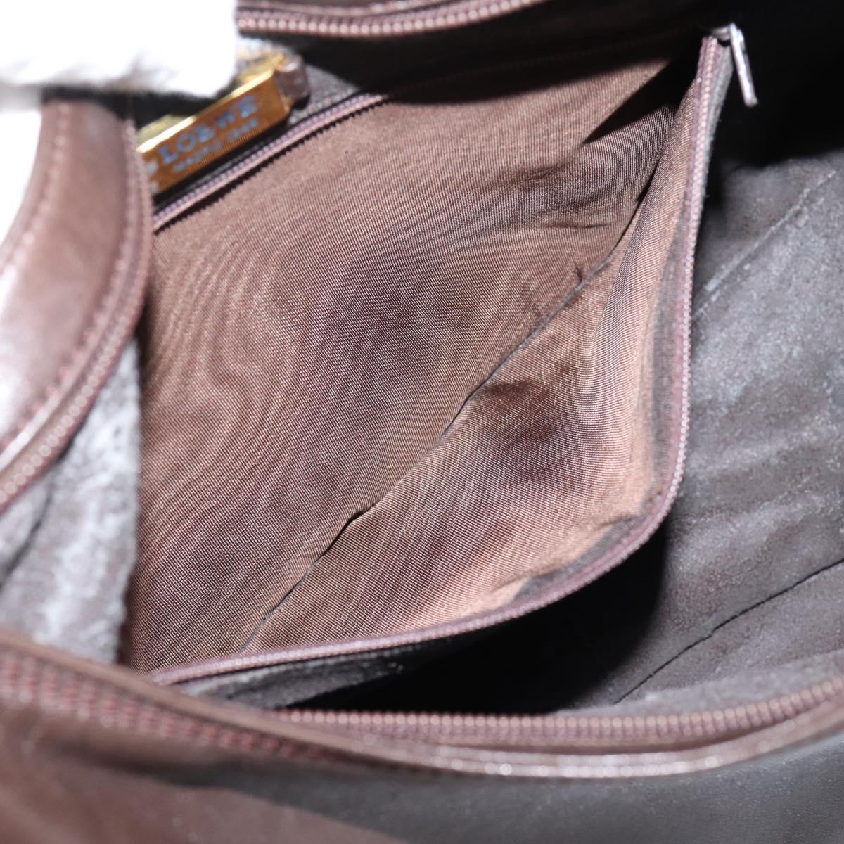 LOEWE Anagram Shoulder Bag Leather Brown Auth mr3113