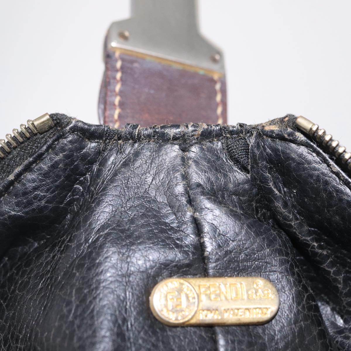 FENDI Zucca Canvas Vanity Bag Pouch Brown Gold Tone Auth mr3115A