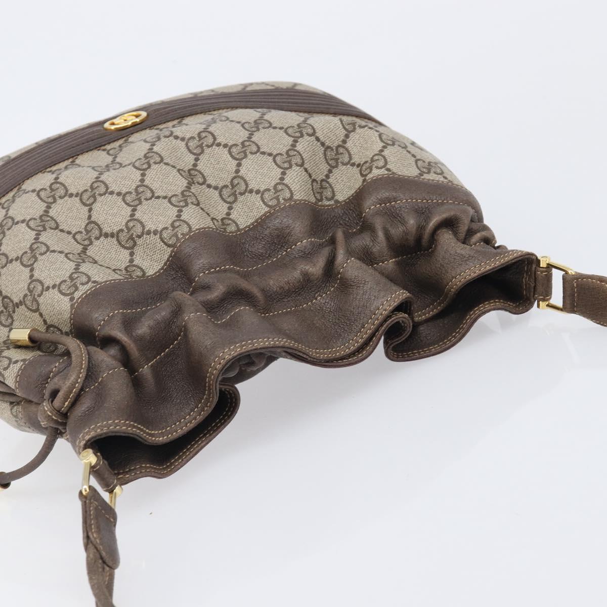GUCCI Old Gucci Shoulder Bag PVC Leather Brown Gold Tone 30 01 5806 Auth mr3116A