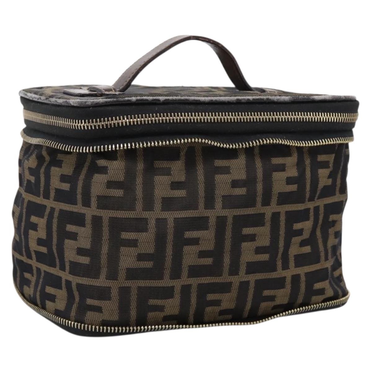 FENDI Zucca Canvas Pouch Brown Gold Tone Auth mr3117