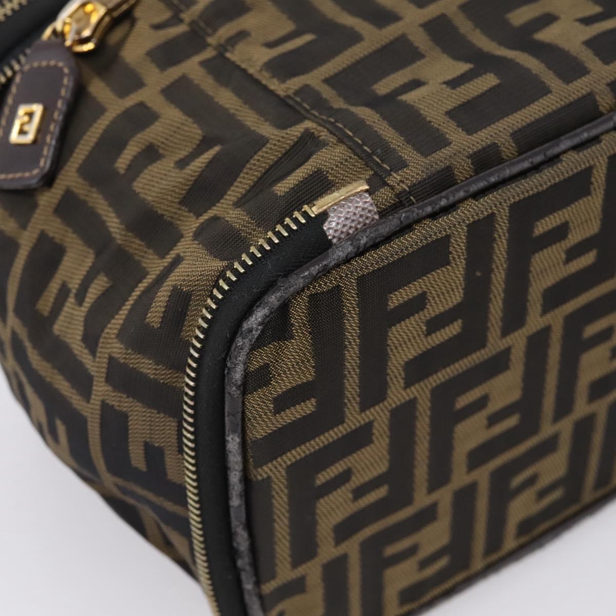 FENDI Zucca Canvas Pouch Brown Gold Tone Auth mr3117