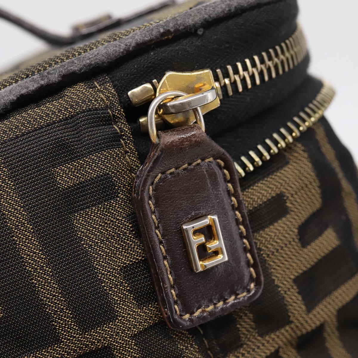 FENDI Zucca Canvas Pouch Brown Gold Tone Auth mr3117