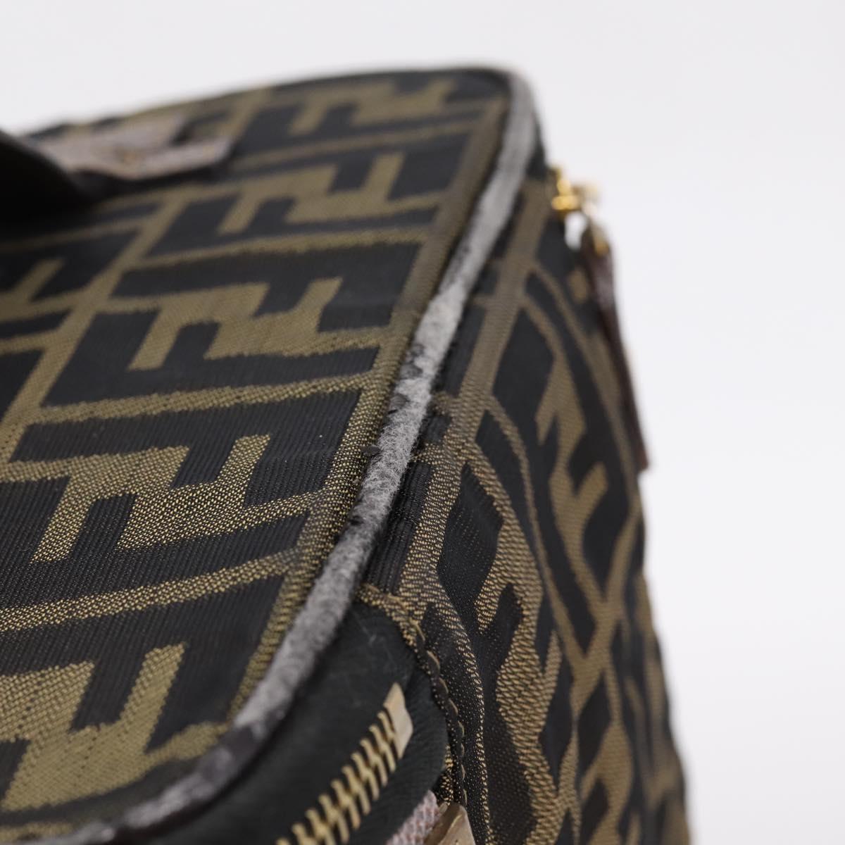 FENDI Zucca Canvas Pouch Brown Gold Tone Auth mr3117