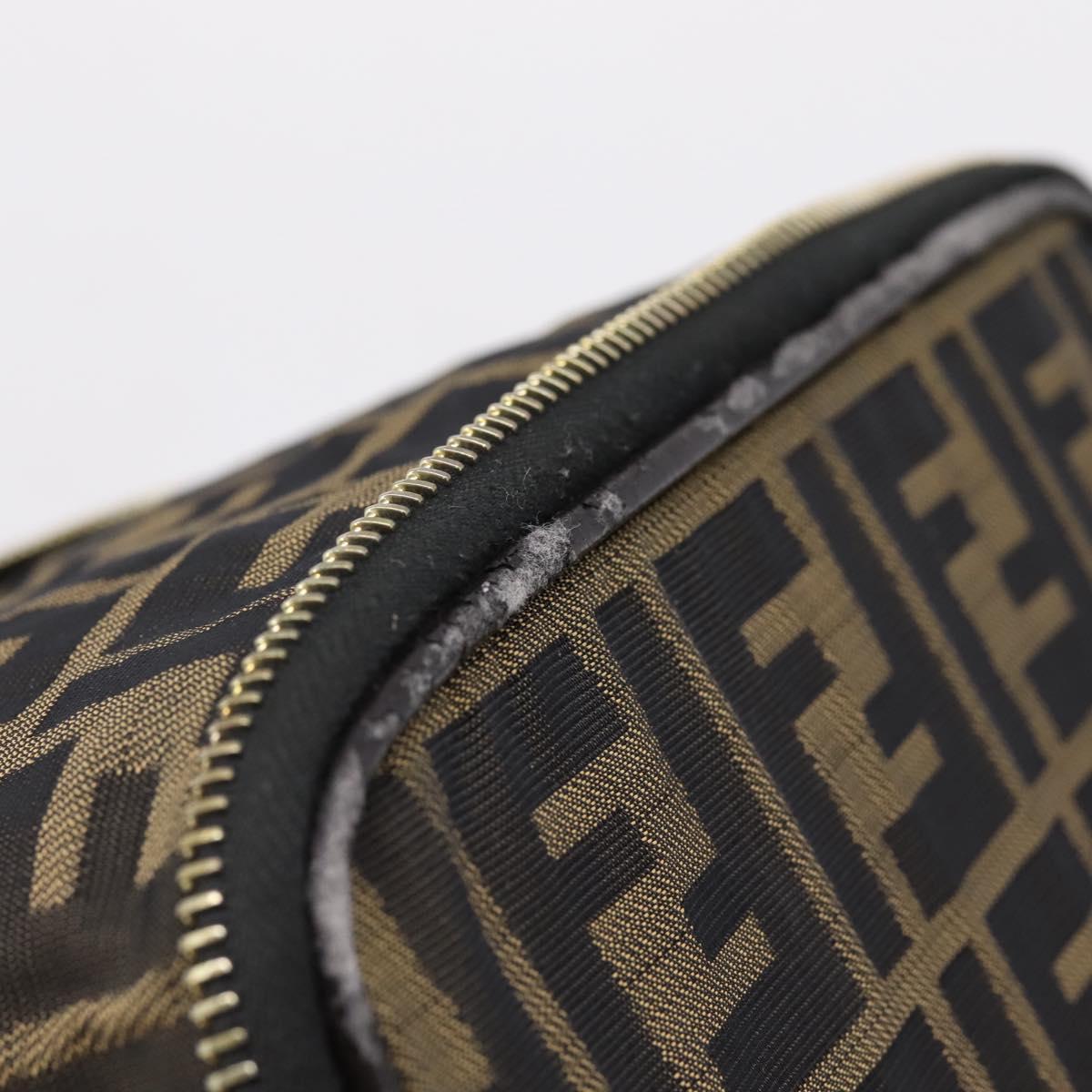 FENDI Zucca Canvas Pouch Brown Gold Tone Auth mr3117