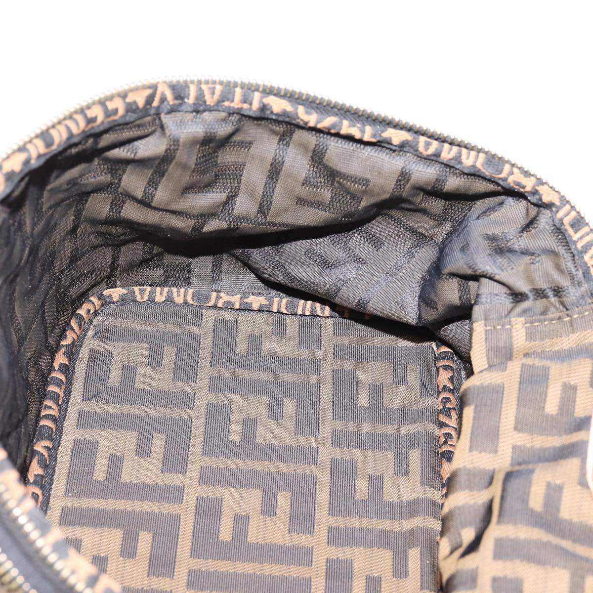 FENDI Zucca Canvas Pouch Brown Gold Tone Auth mr3117