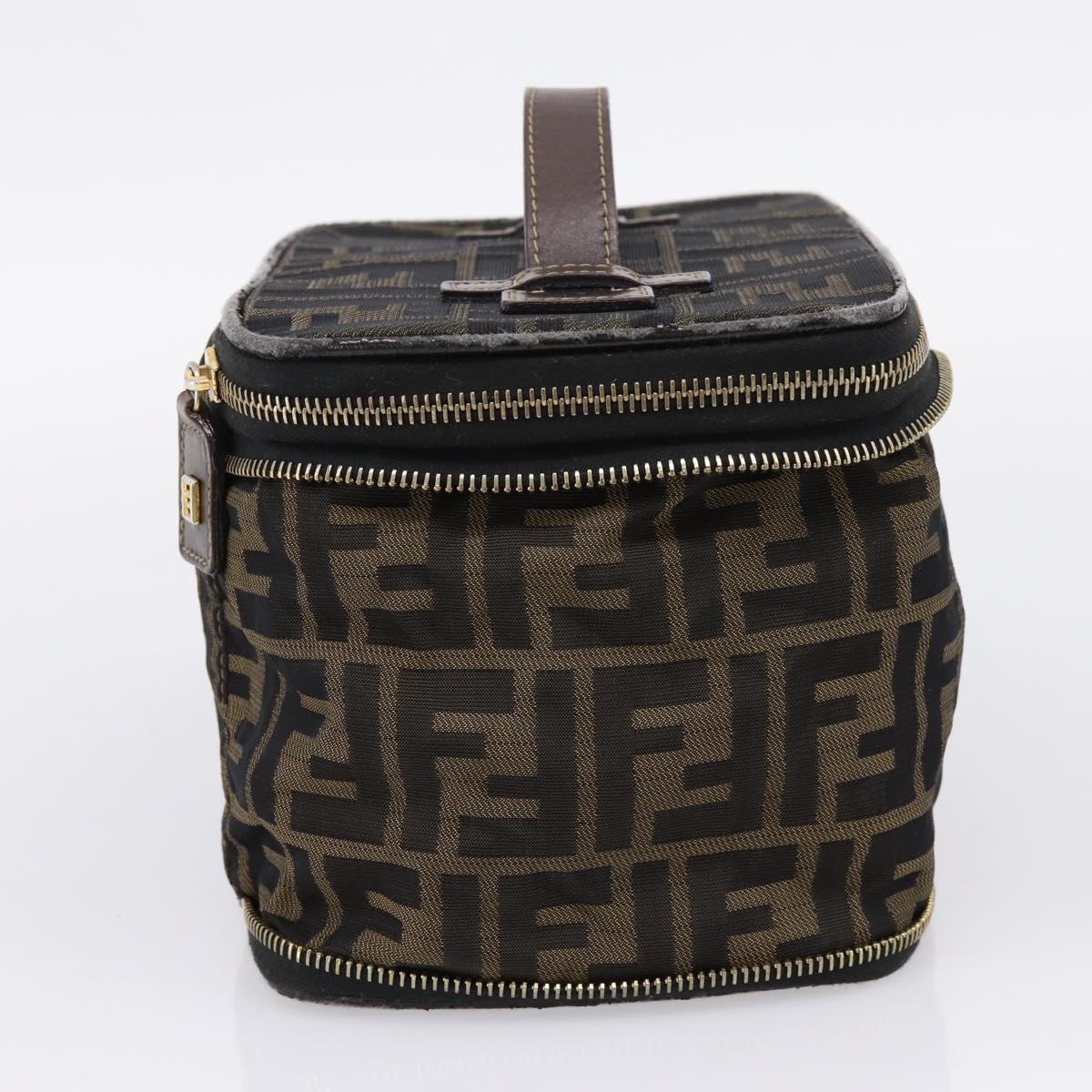 FENDI Zucca Canvas Pouch Brown Gold Tone Auth mr3117