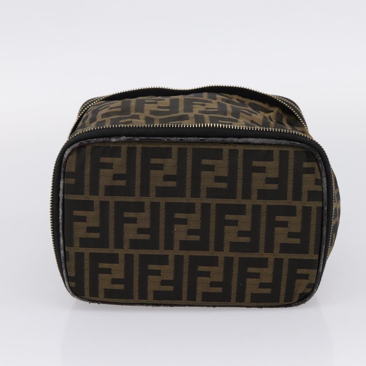 FENDI Zucca Canvas Pouch Brown Gold Tone Auth mr3117