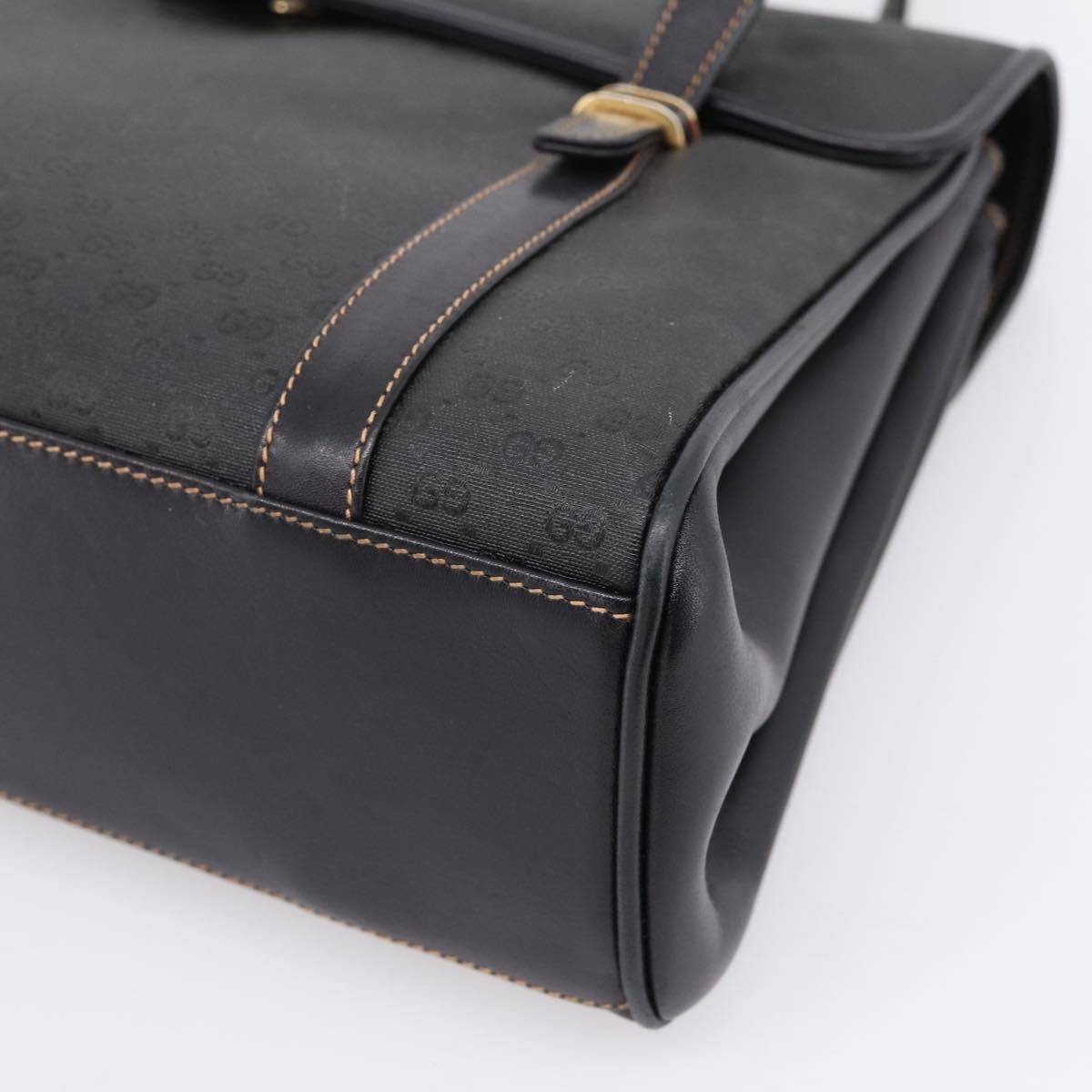 GUCCI Micro GG Hand Bag PVC Black Gold Tone 000 46 4857 Auth mr3118