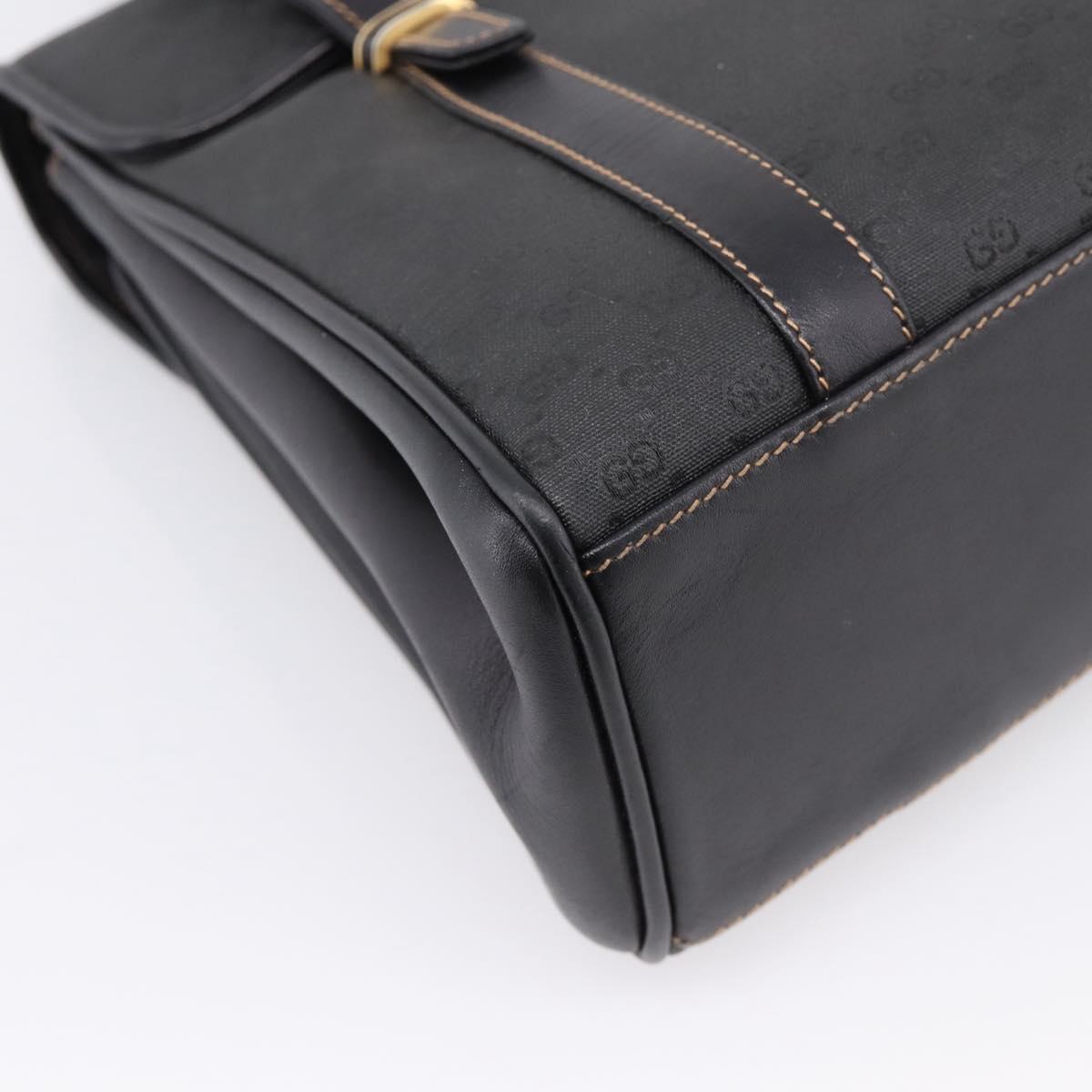 GUCCI Micro GG Hand Bag PVC Black Gold Tone 000 46 4857 Auth mr3118
