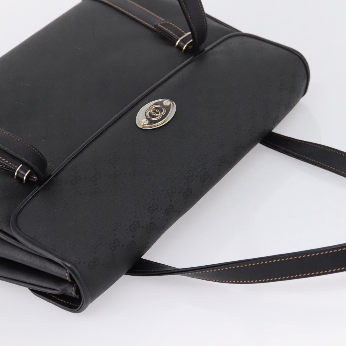 GUCCI Micro GG Hand Bag PVC Black Gold Tone 000 46 4857 Auth mr3118