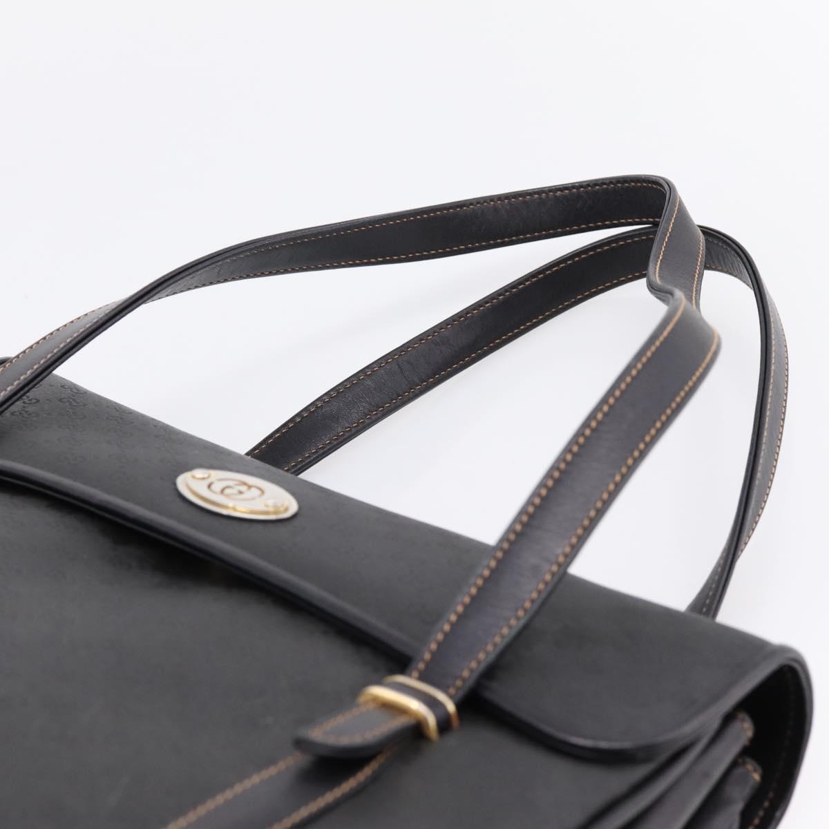 GUCCI Micro GG Hand Bag PVC Black Gold Tone 000 46 4857 Auth mr3118