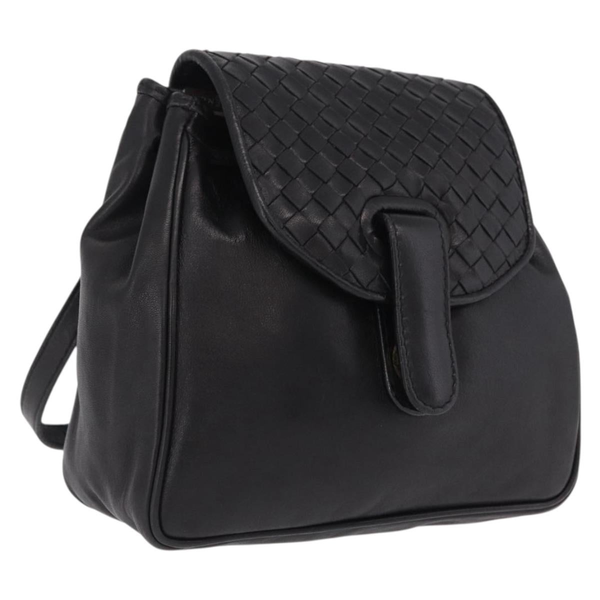 Bottega Veneta INTRECCIATO Sac Backpack Leather Black Auth mr3119A