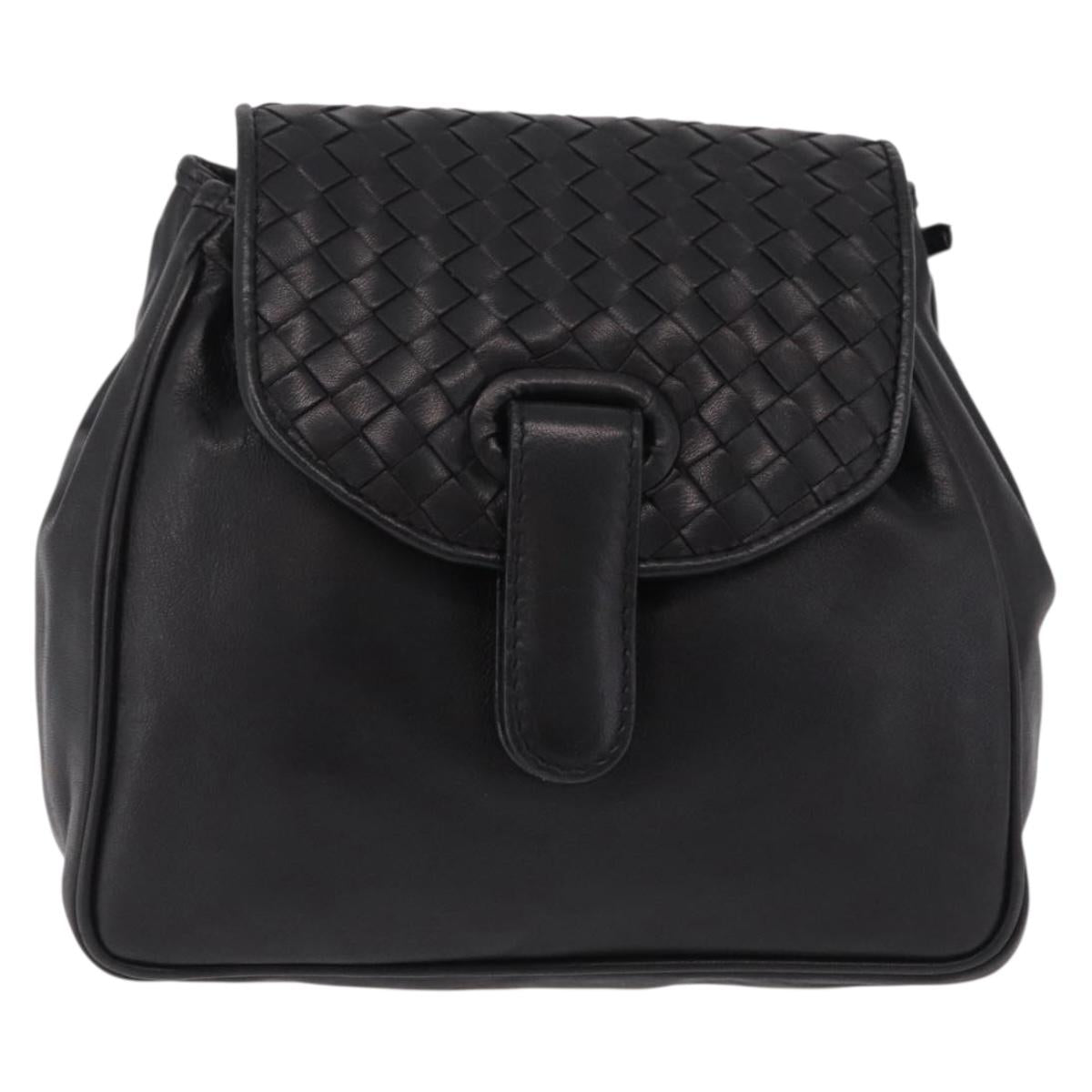 Bottega Veneta INTRECCIATO Sac Backpack Leather Black Auth mr3119A