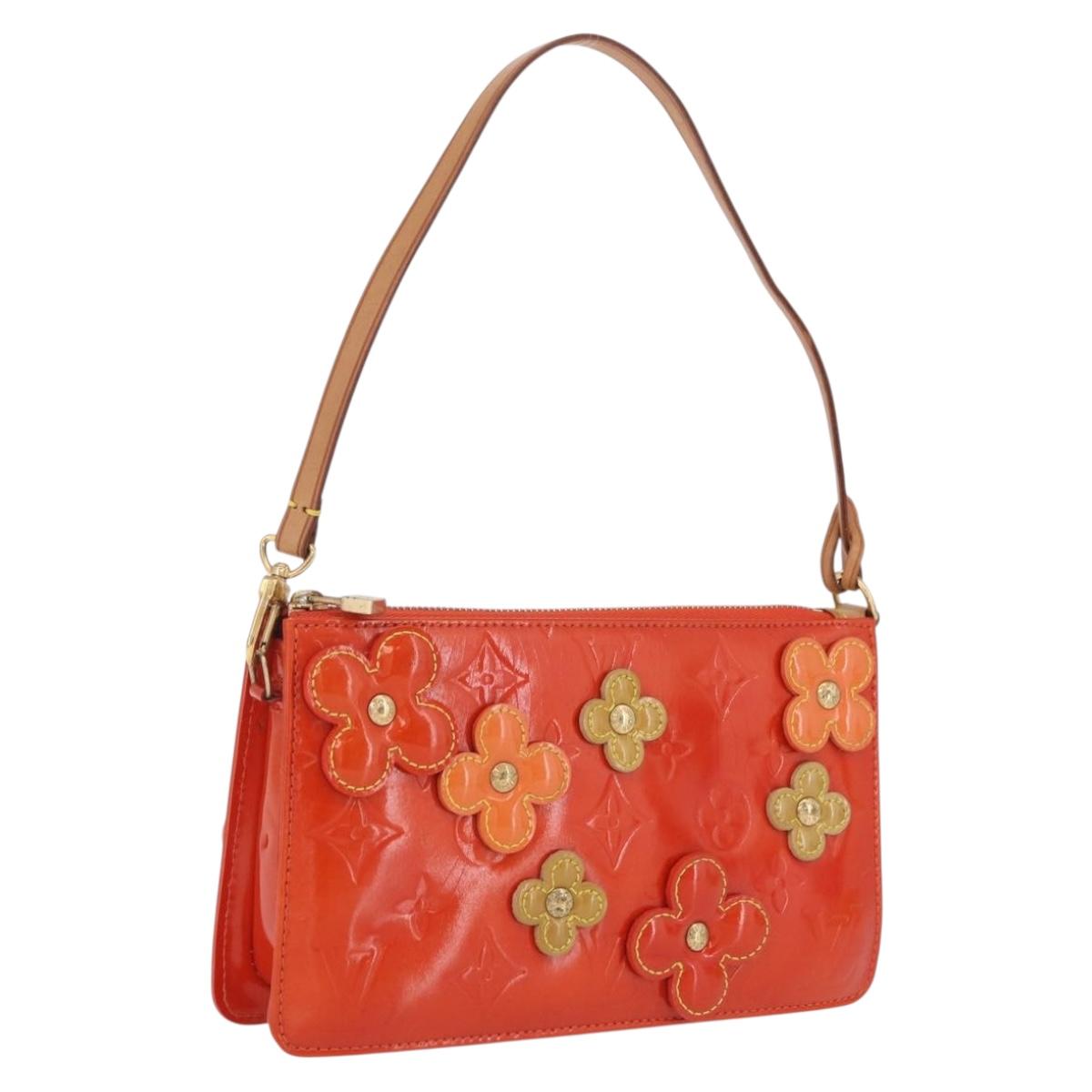 LOUIS VUITTON Monogram Vernis Flower Lexington Pouch Orange M92247 Auth mr3120A