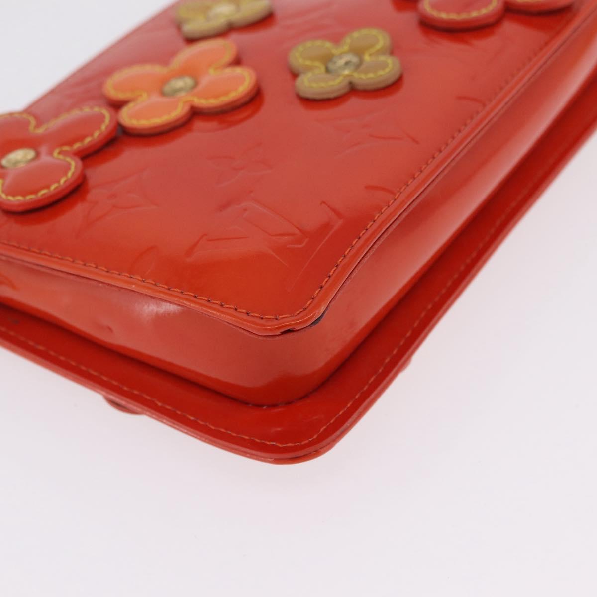LOUIS VUITTON Monogram Vernis Flower Lexington Pouch Orange M92247 Auth mr3120A