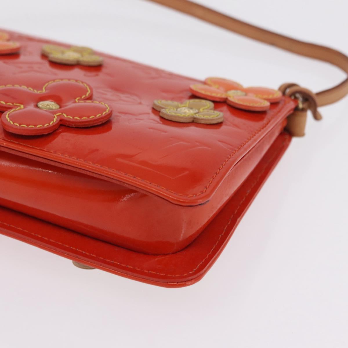 LOUIS VUITTON Monogram Vernis Flower Lexington Pouch Orange M92247 Auth mr3120A