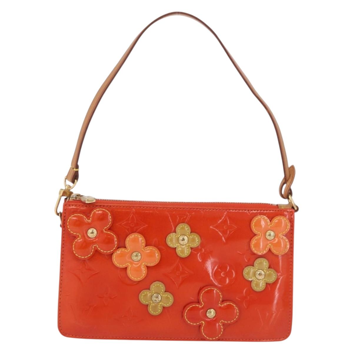 LOUIS VUITTON Monogram Vernis Flower Lexington Pouch Orange M92247 Auth mr3120A