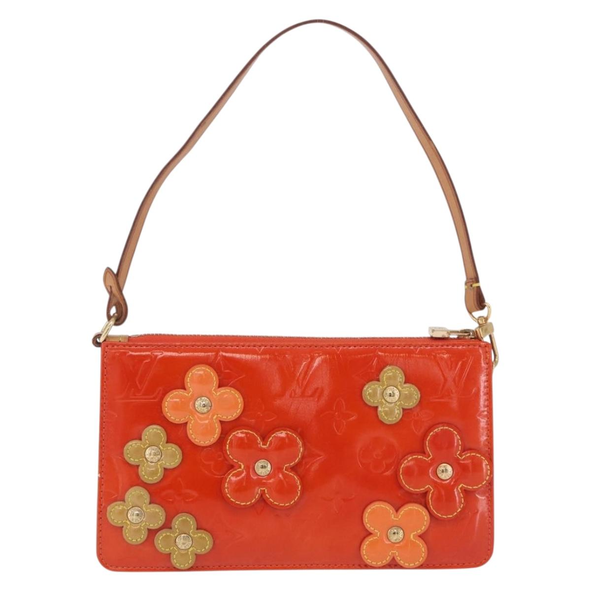 LOUIS VUITTON Monogram Vernis Flower Lexington Pouch Orange M92247 Auth mr3120A