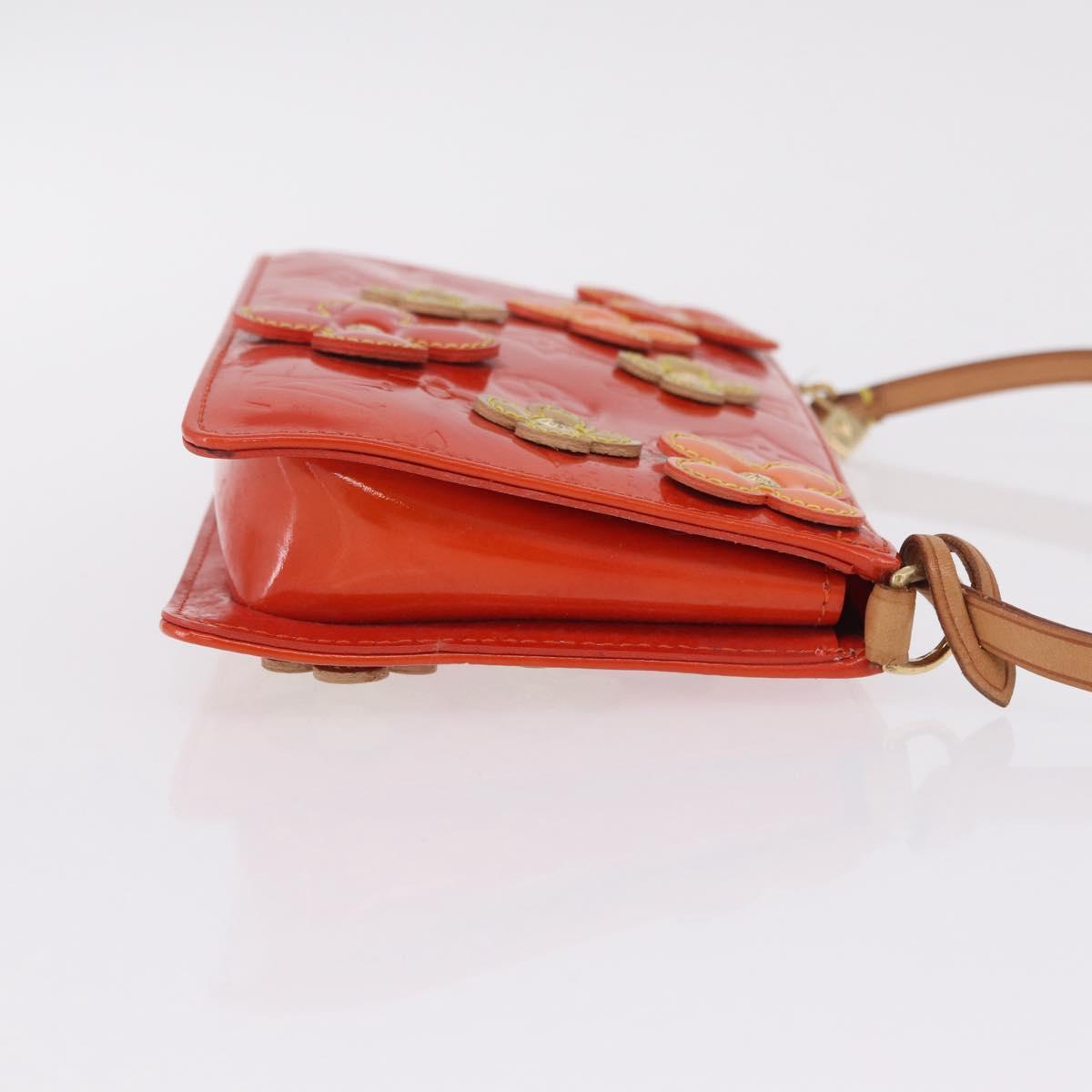 LOUIS VUITTON Monogram Vernis Flower Lexington Pouch Orange M92247 Auth mr3120A