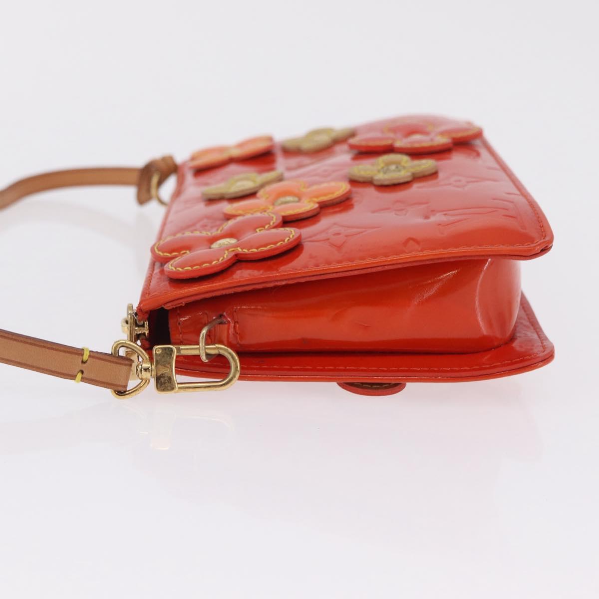LOUIS VUITTON Monogram Vernis Flower Lexington Pouch Orange M92247 Auth mr3120A