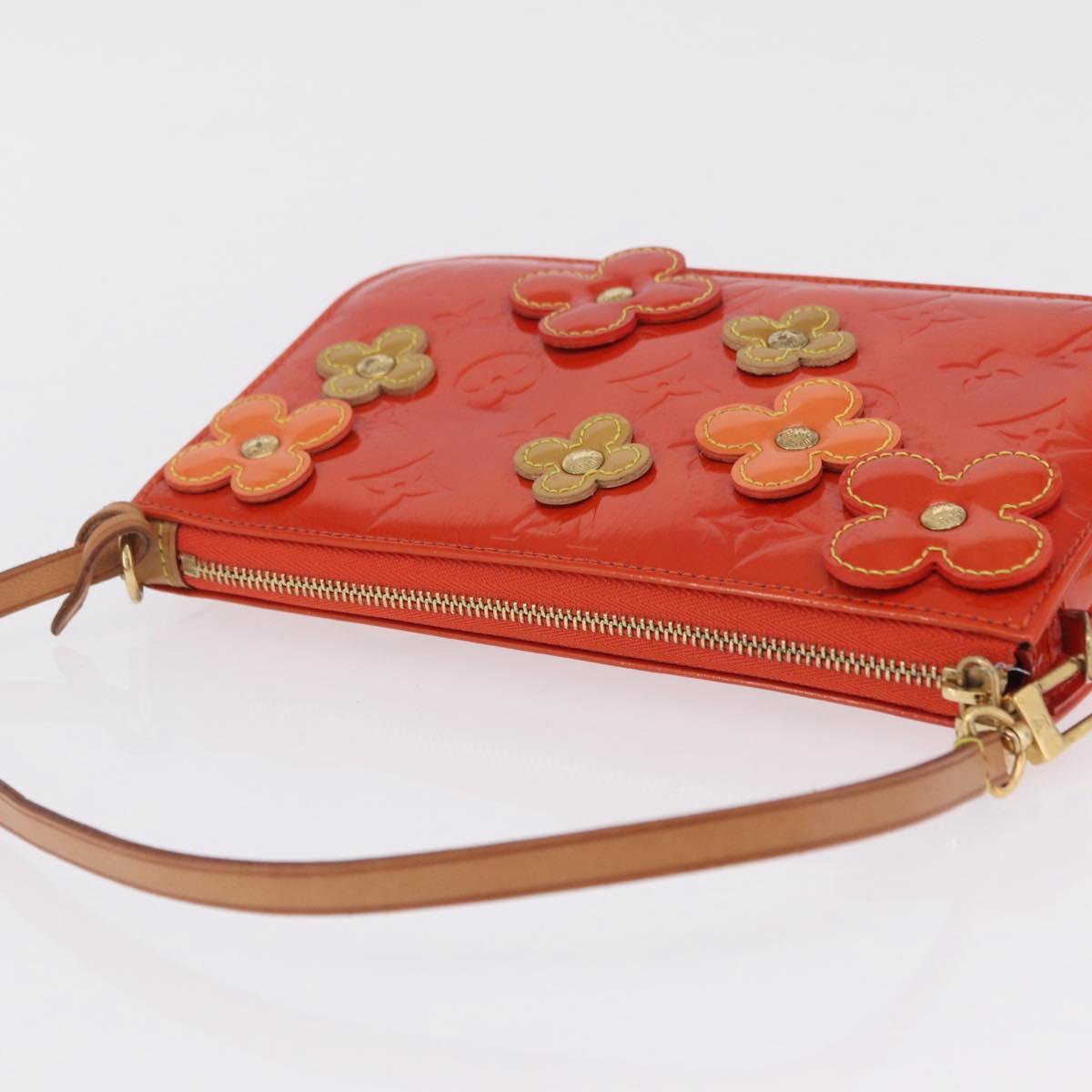 LOUIS VUITTON Monogram Vernis Flower Lexington Pouch Orange M92247 Auth mr3120A