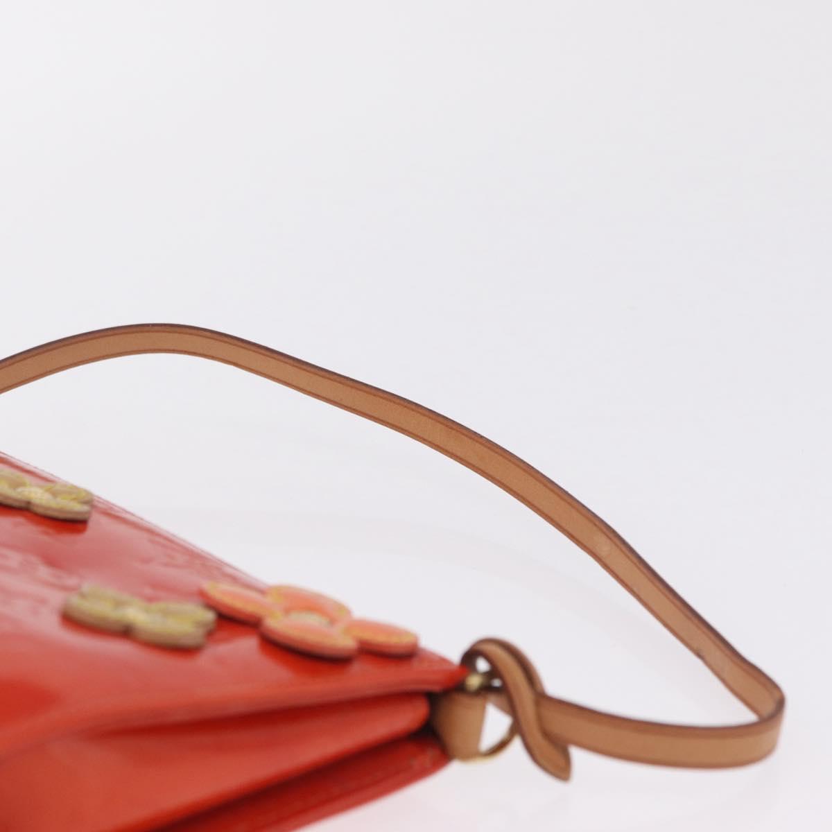 LOUIS VUITTON Monogram Vernis Flower Lexington Pouch Orange M92247 Auth mr3120A