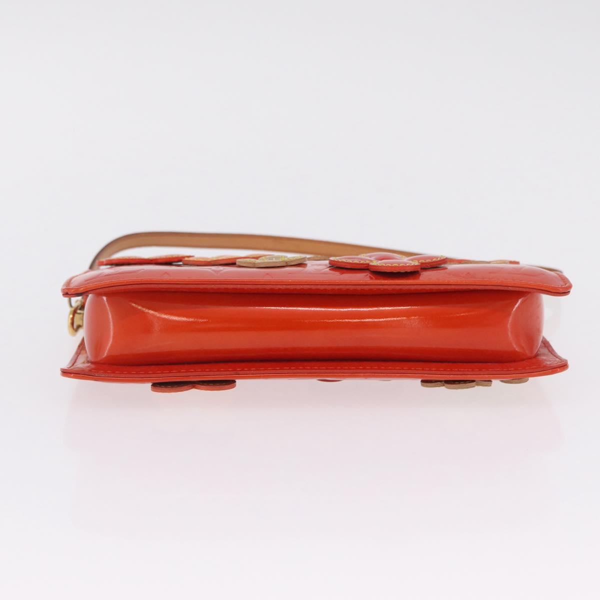 LOUIS VUITTON Monogram Vernis Flower Lexington Pouch Orange M92247 Auth mr3120A