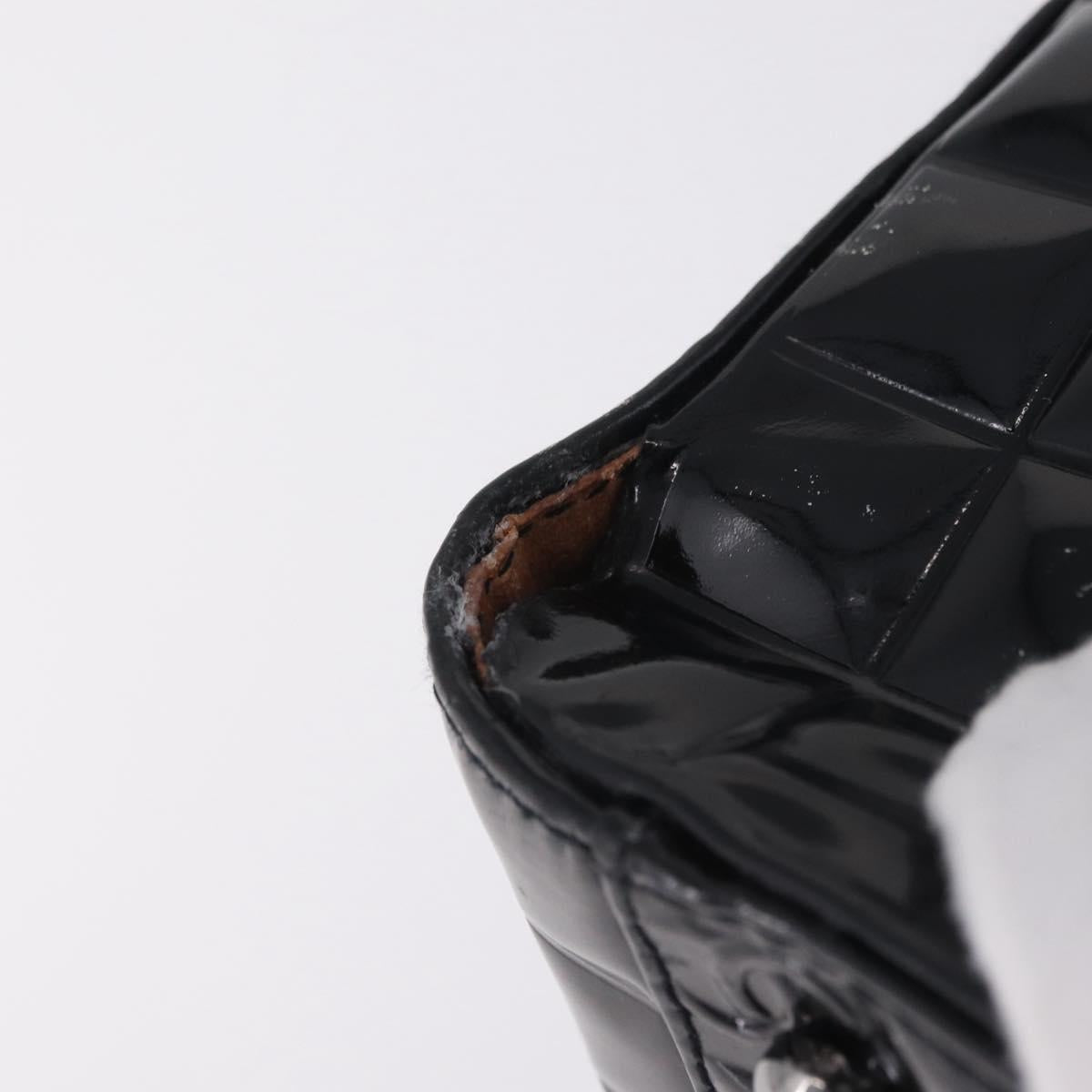 CHANEL Patent leather Hand Bag Leather Black Silver CC Auth mr3124