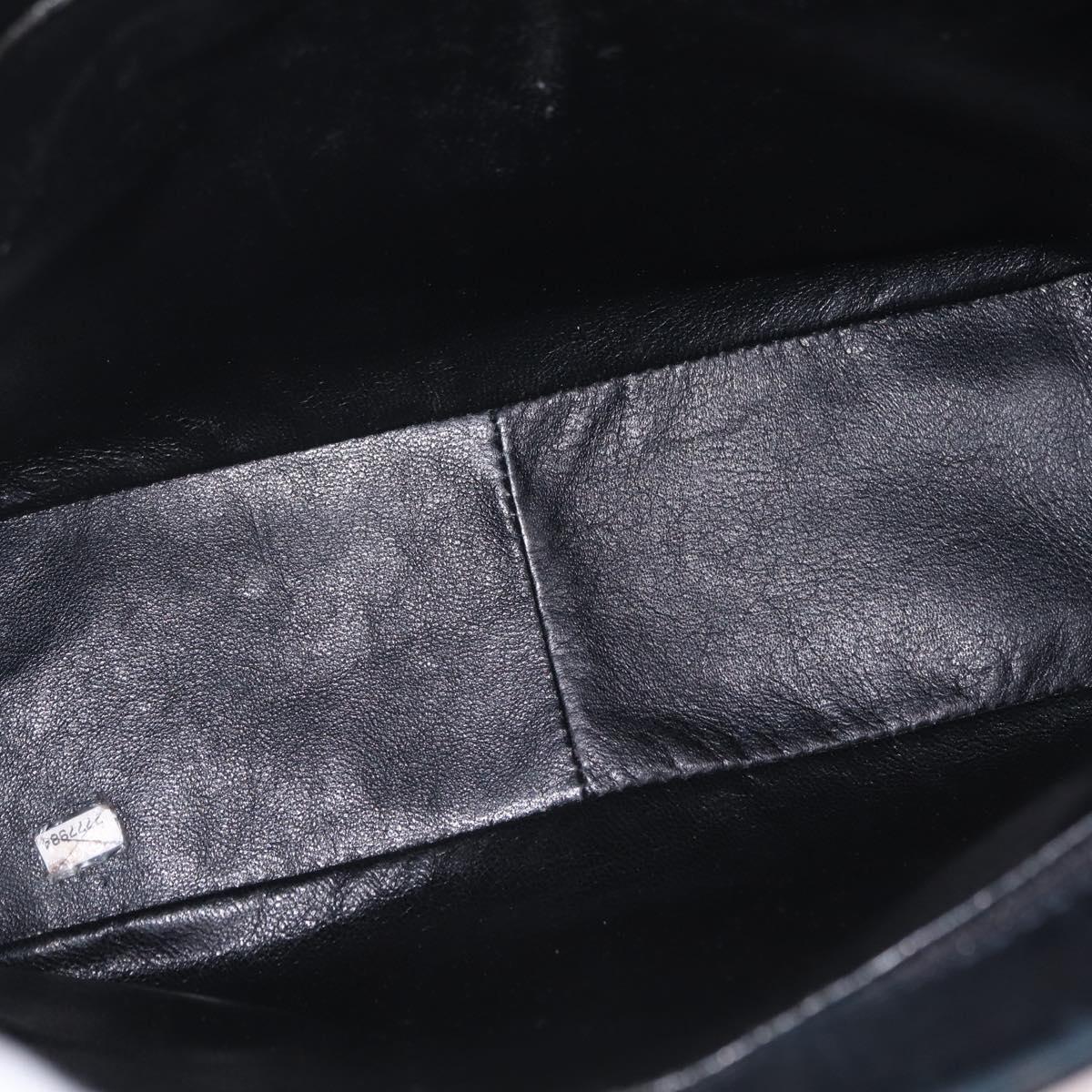 CHANEL Patent leather Hand Bag Leather Black Silver CC Auth mr3124